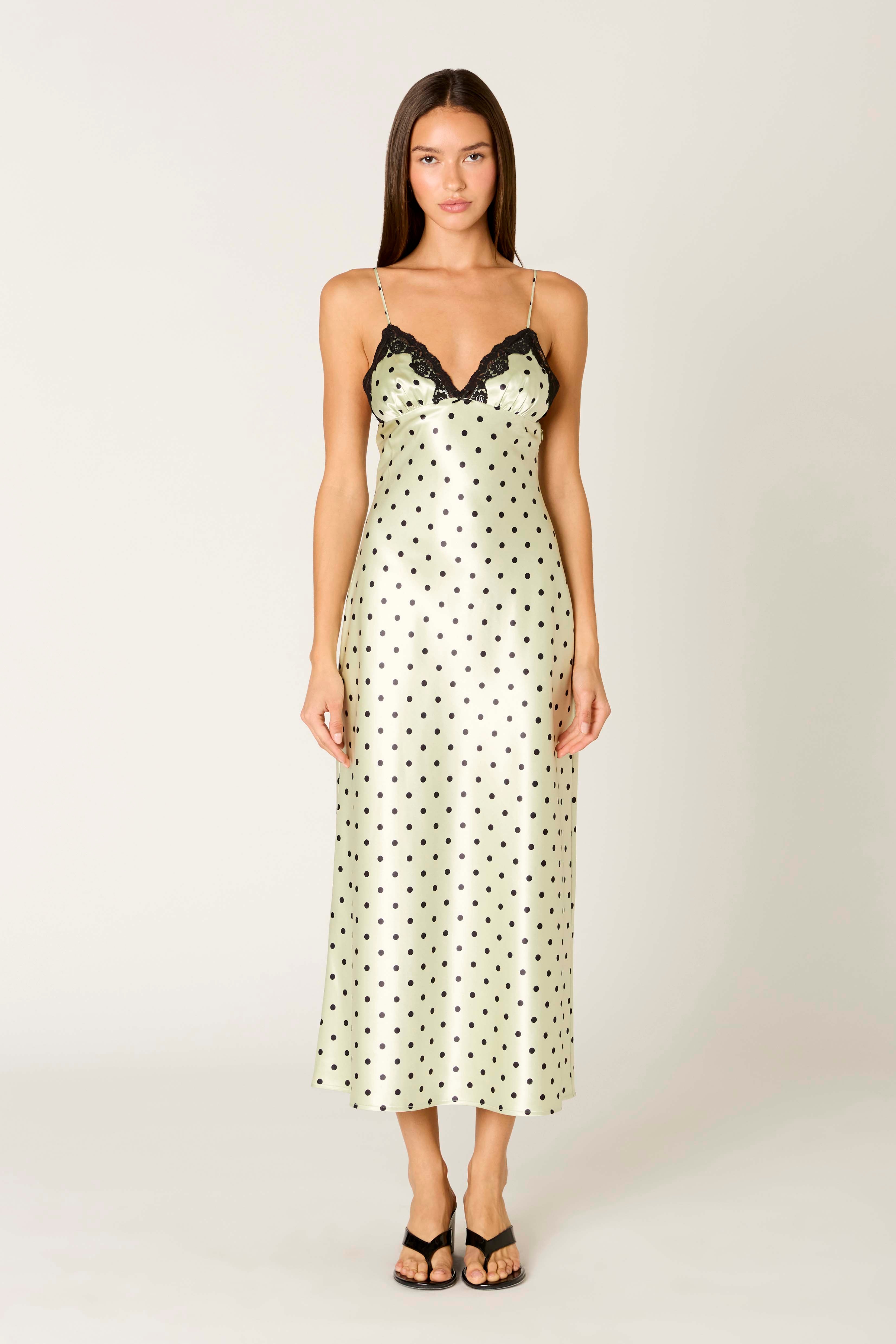 Jasmine Dress in pistachio front view