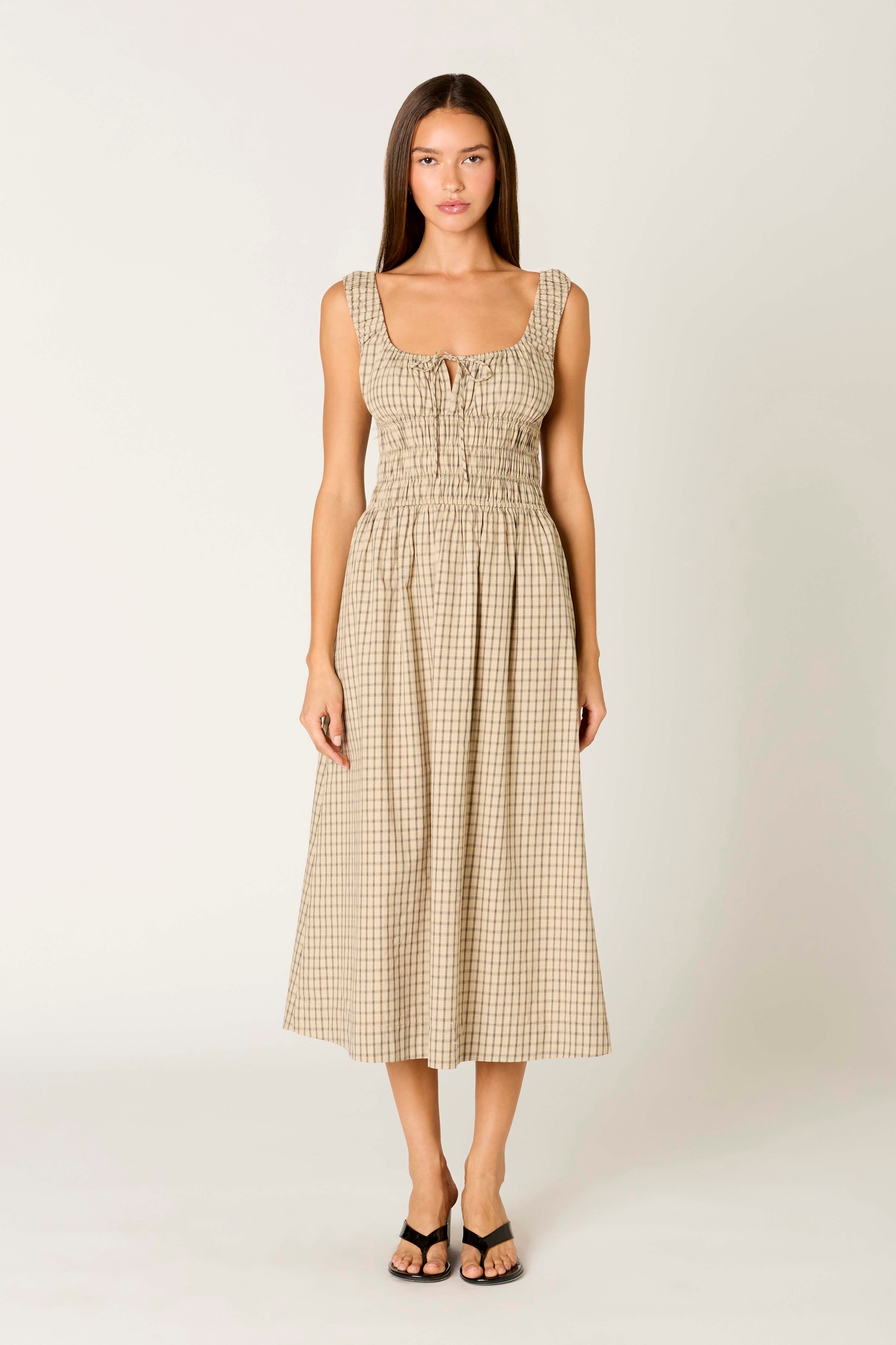 Salt Midi Dress in sand front view