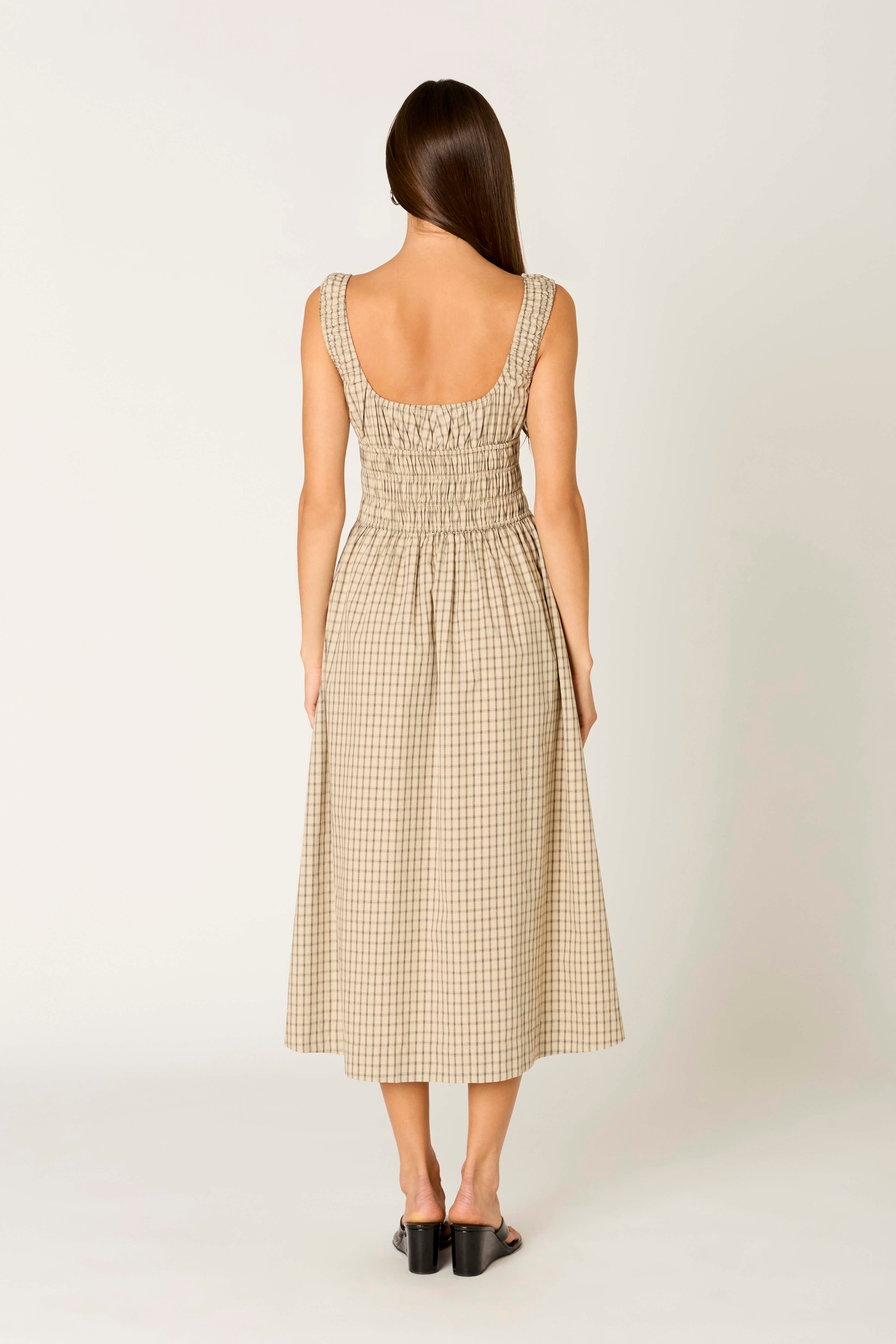 Salt Midi Dress in sand back view