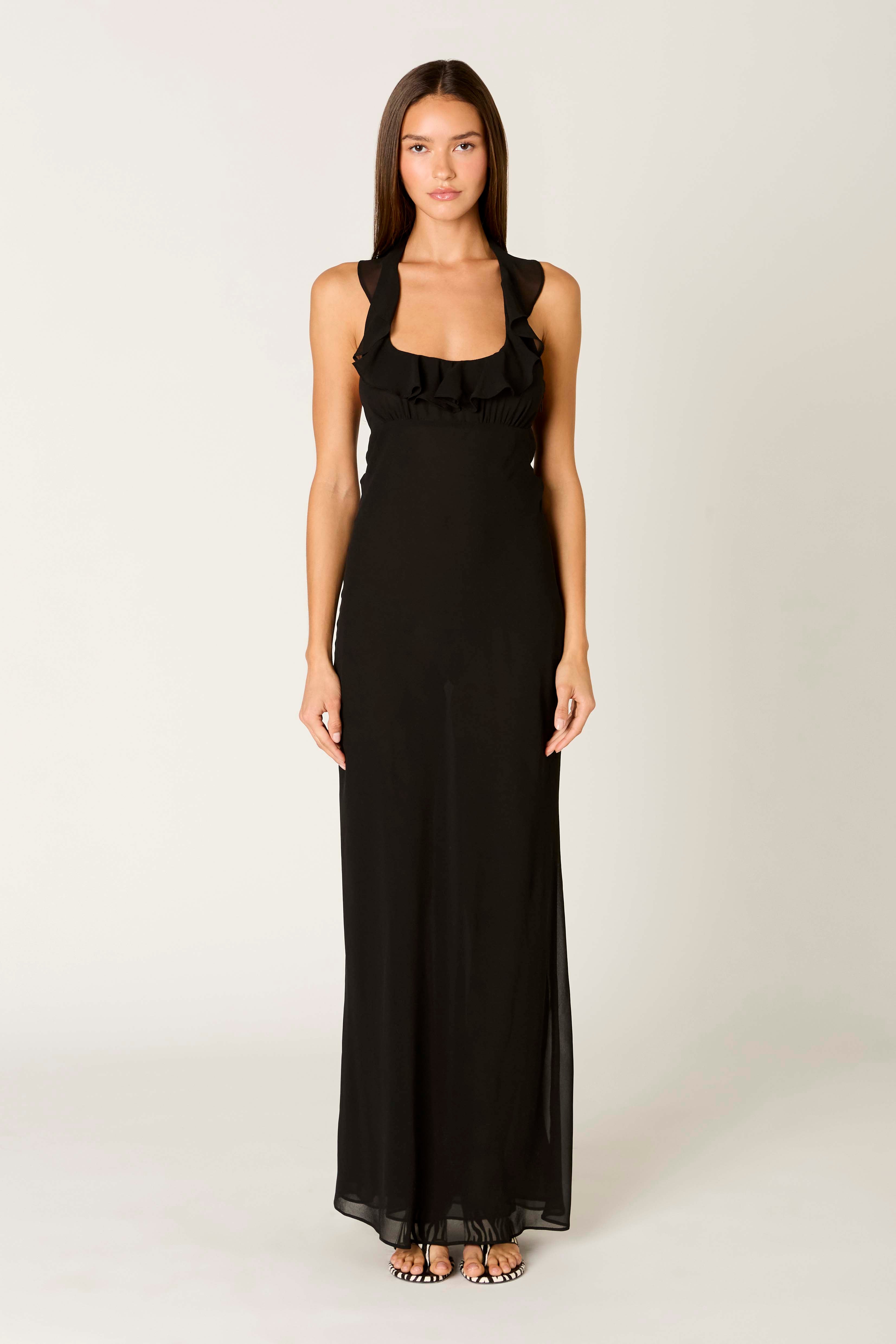 Verbena Dress in black front view