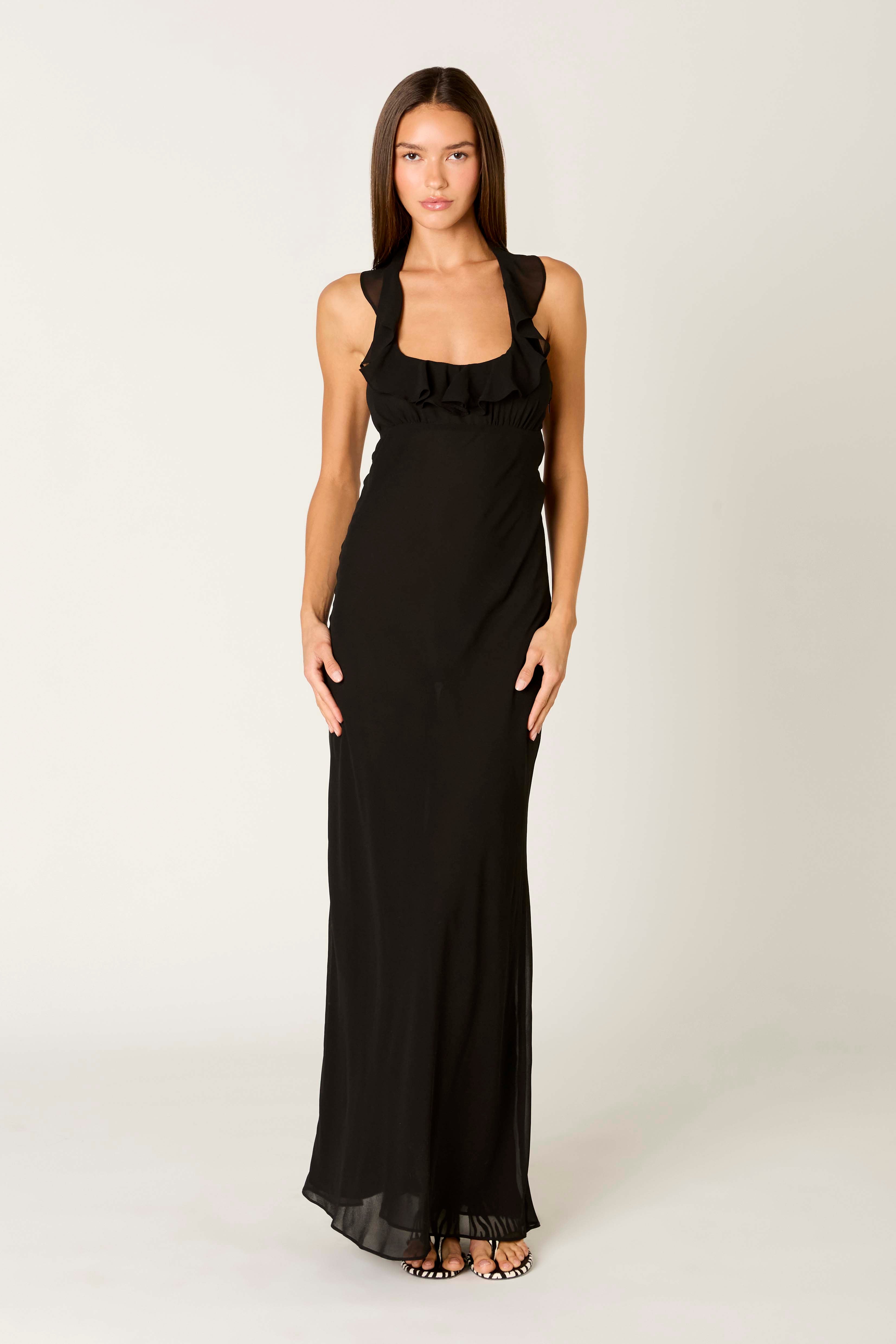 Verbena Dress in black front view