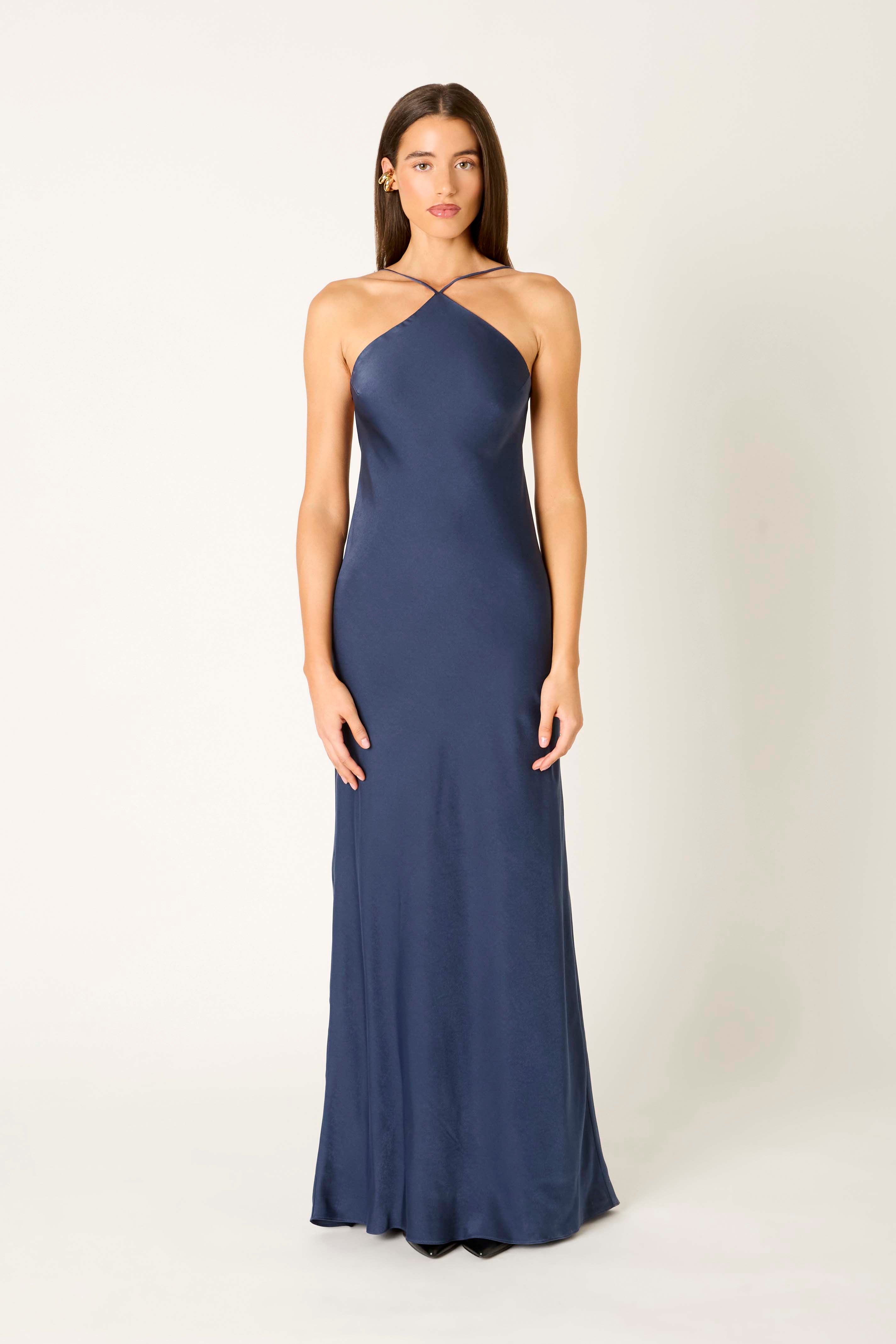 Kelton Dress in grey blue front view