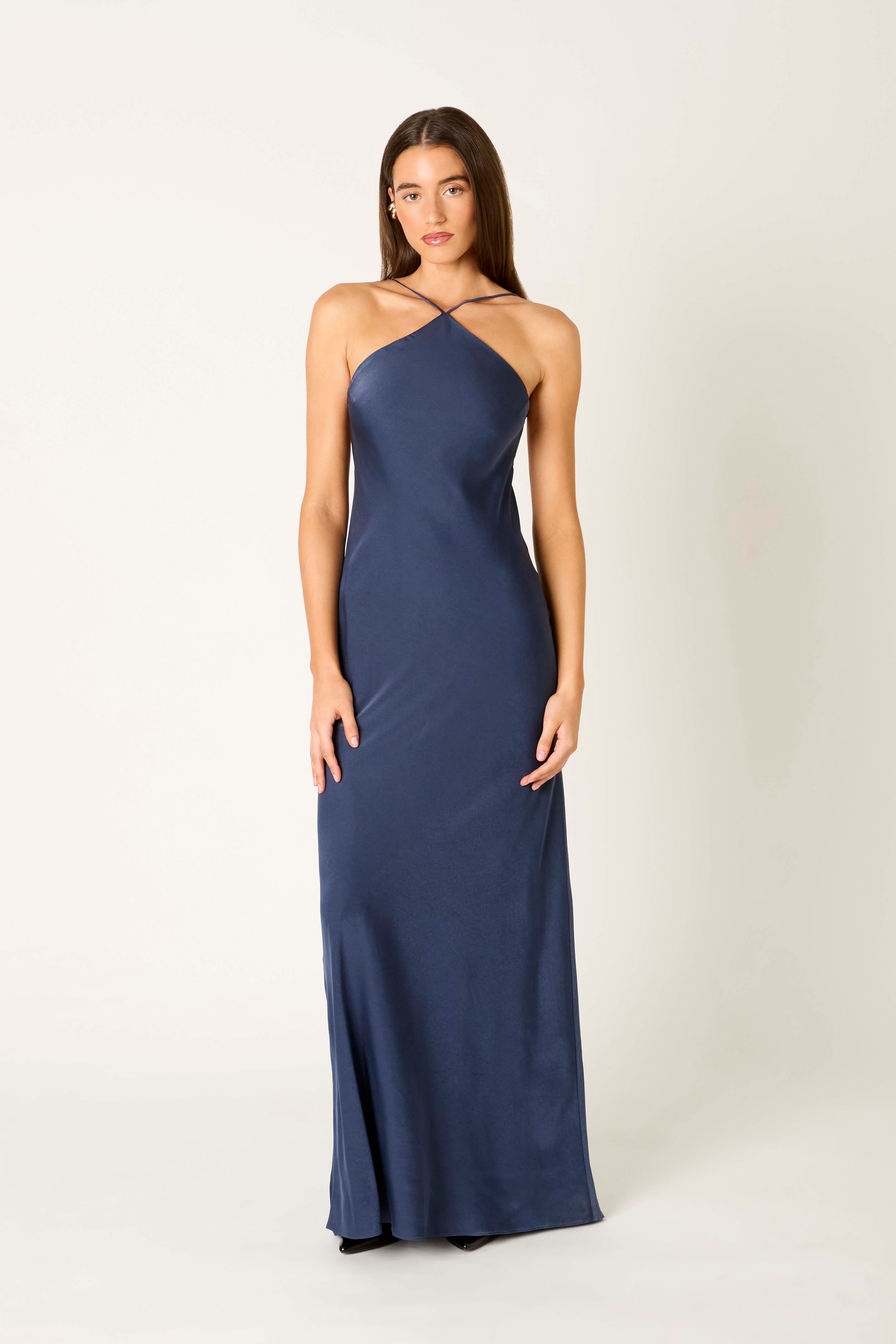 Kelton Dress in grey blue front view