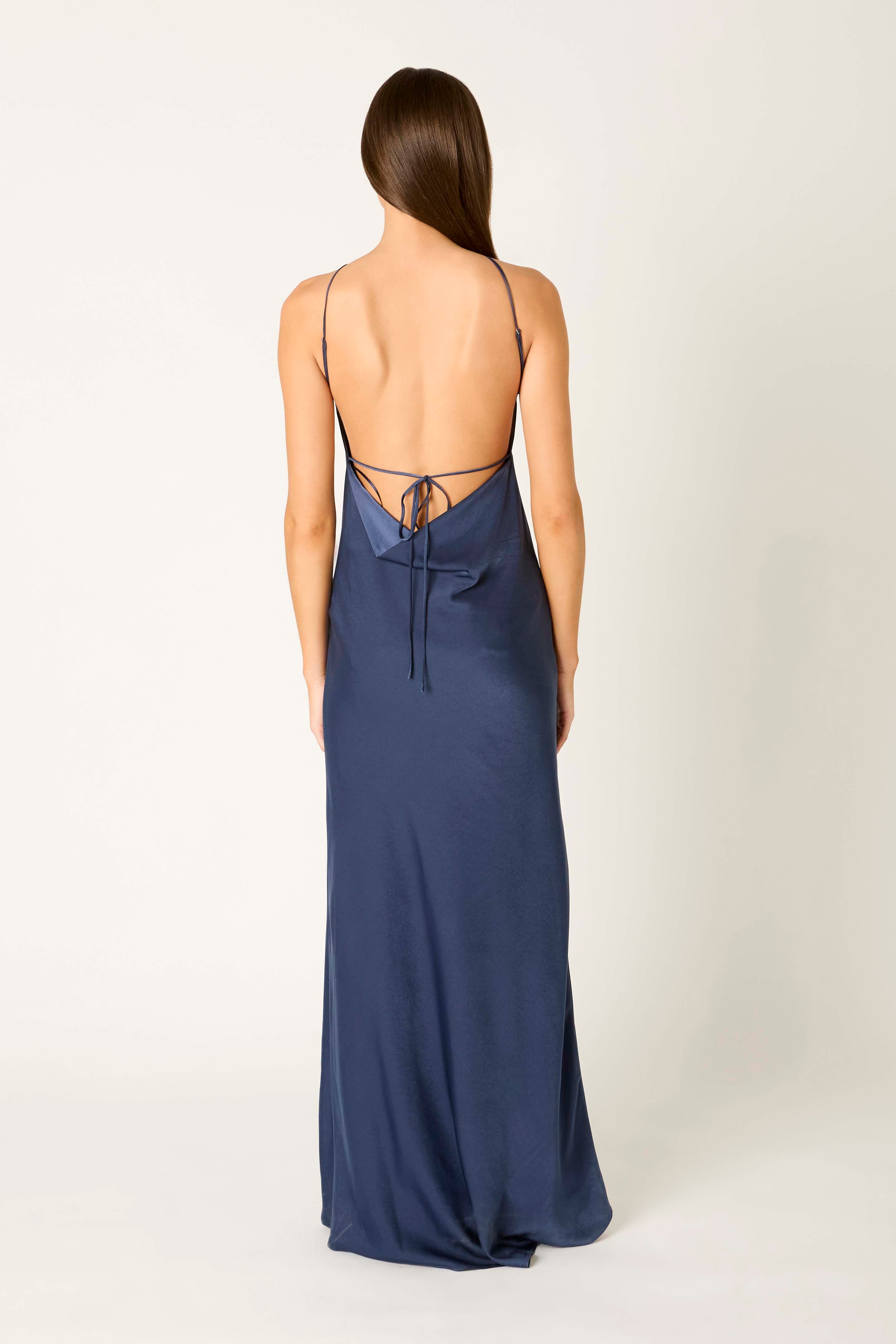 Kelton Dress in grey blue back view