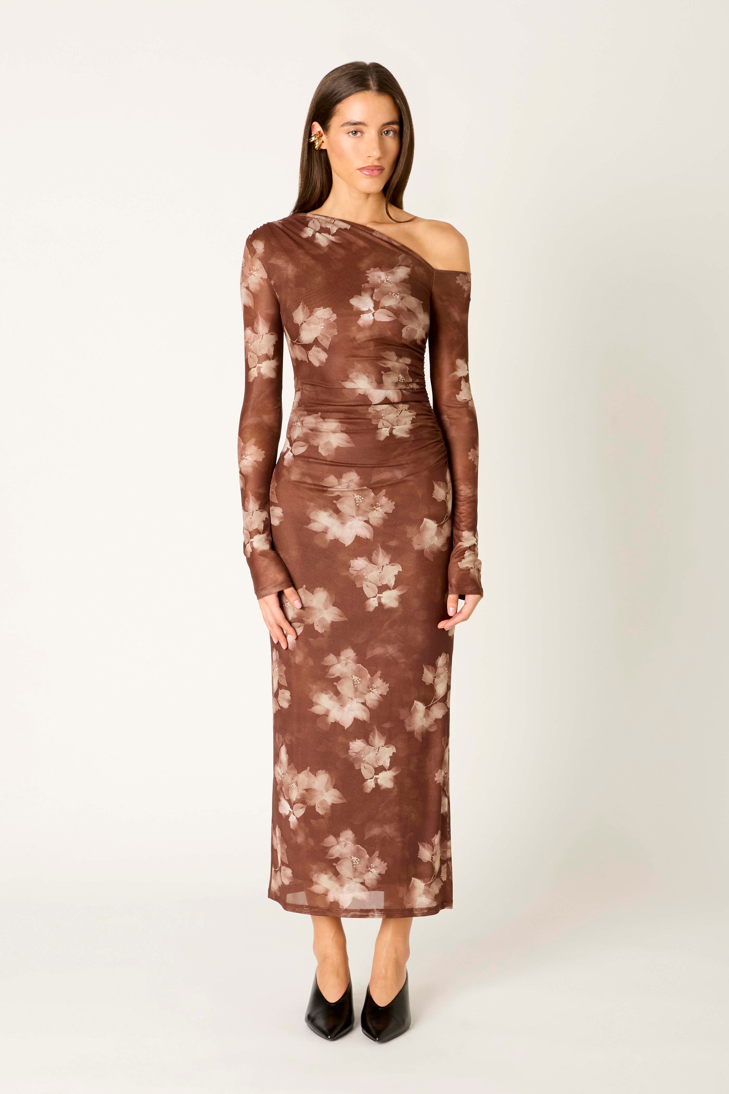 Lyra Dress in chocolate front view