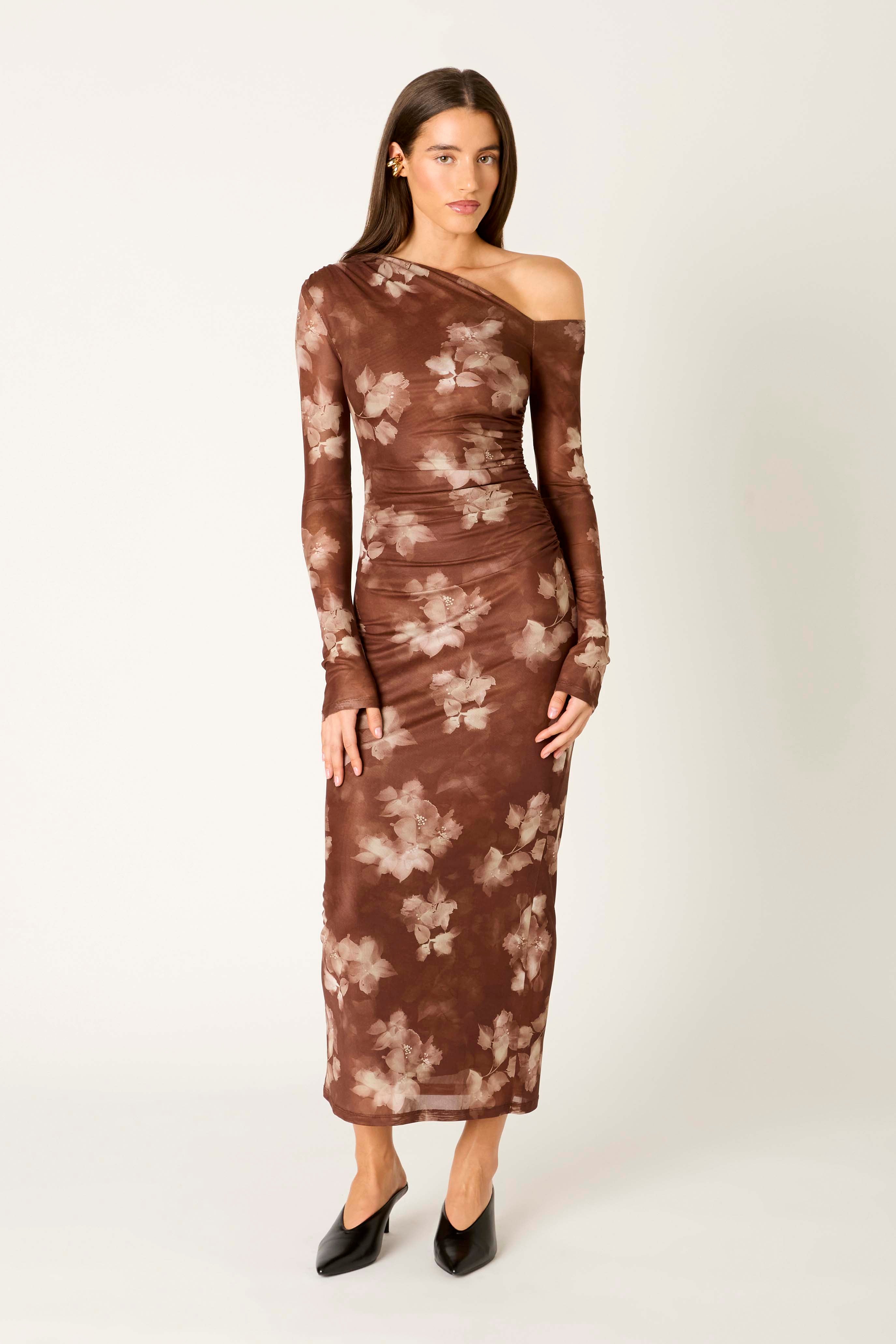Lyra Dress in chocolate front view