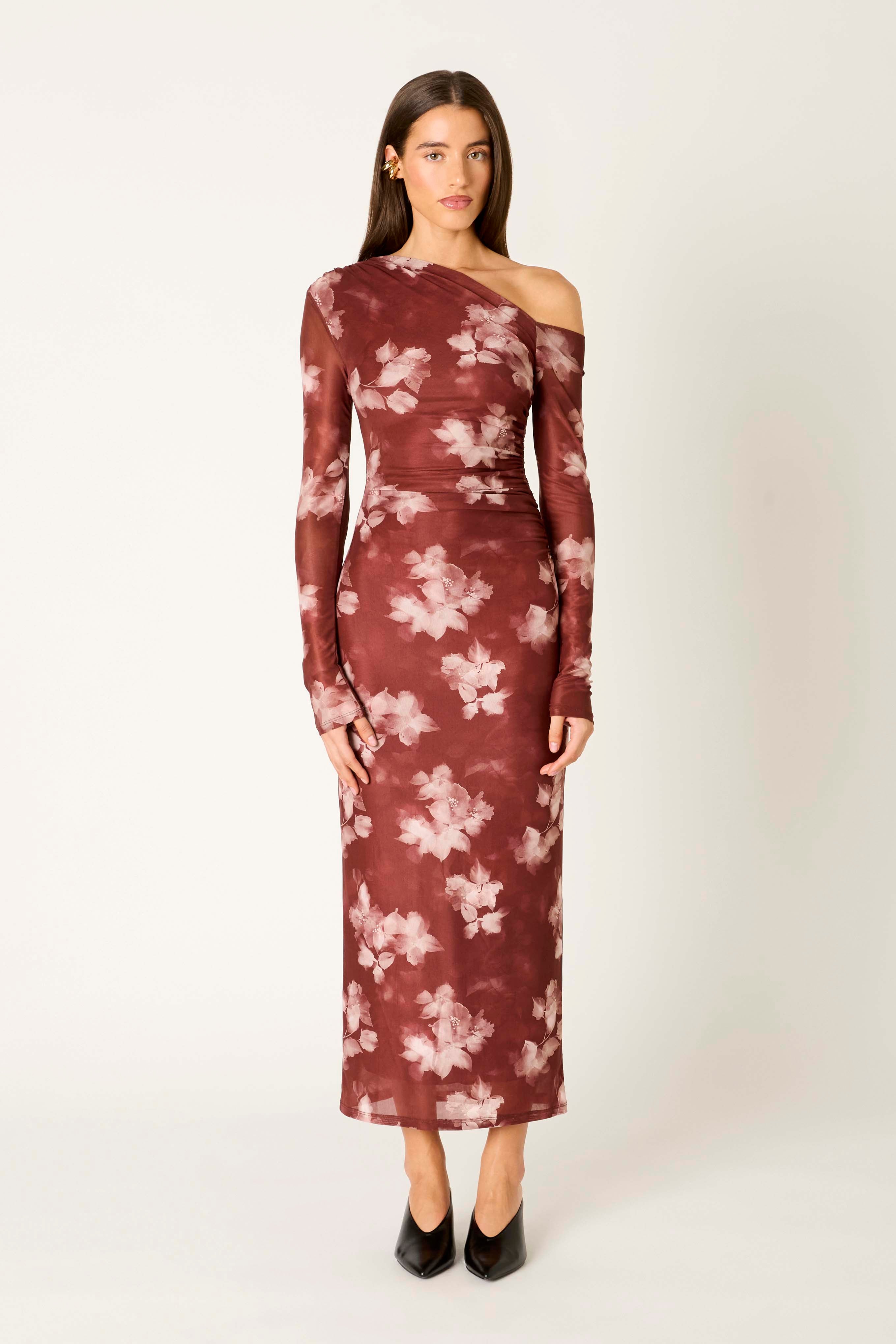 Lyra Dress in merlot front view