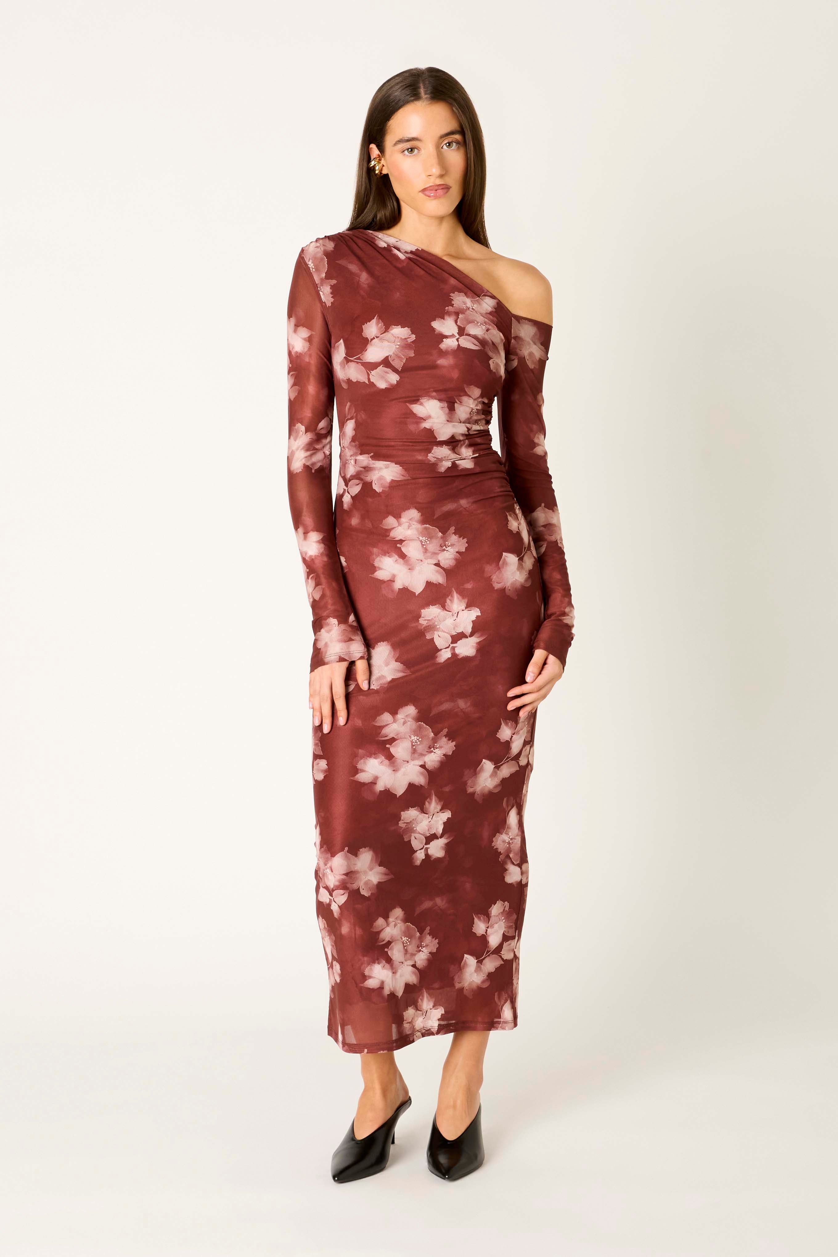 Lyra Dress in merlot front view