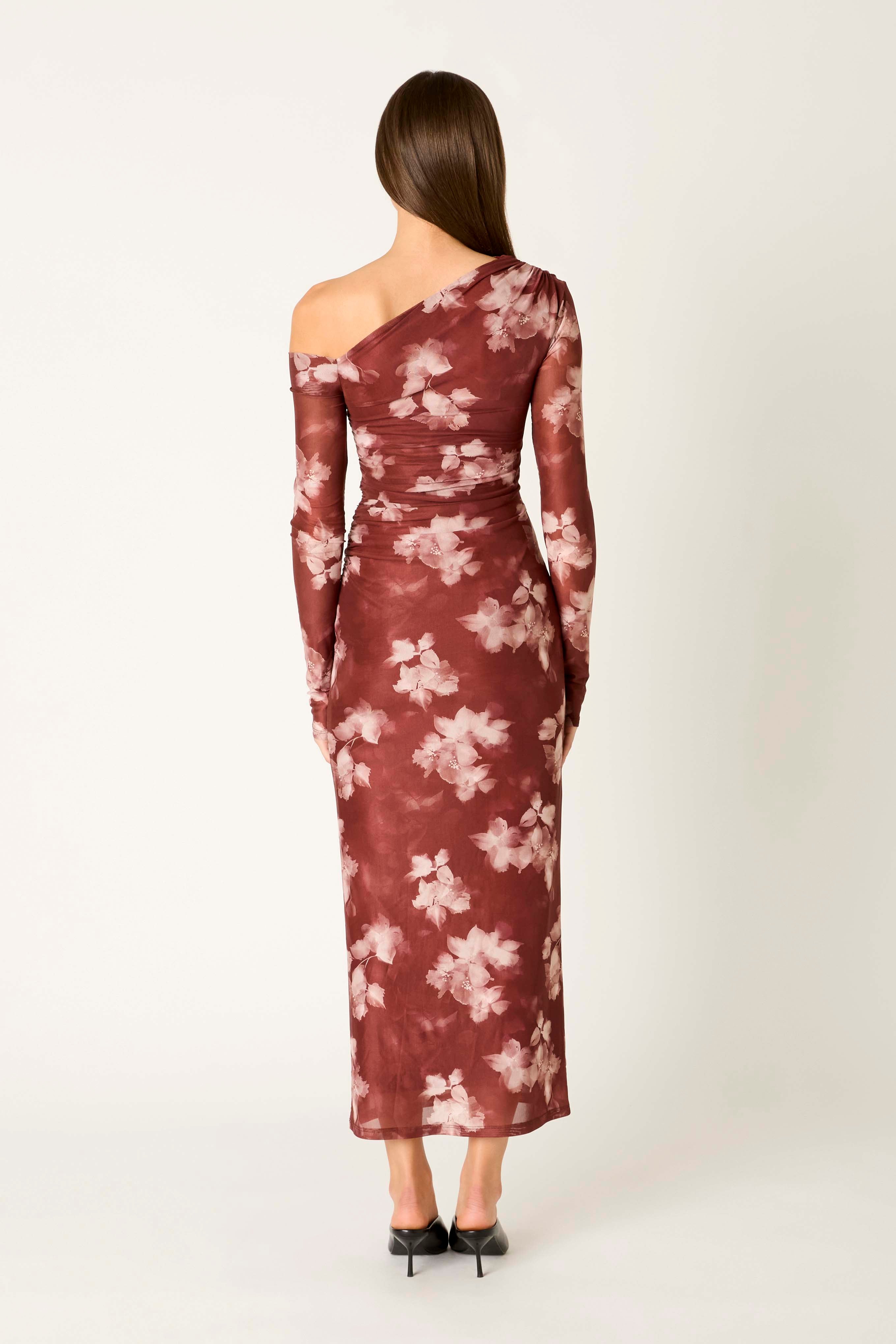 Lyra Dress in merlot back view
