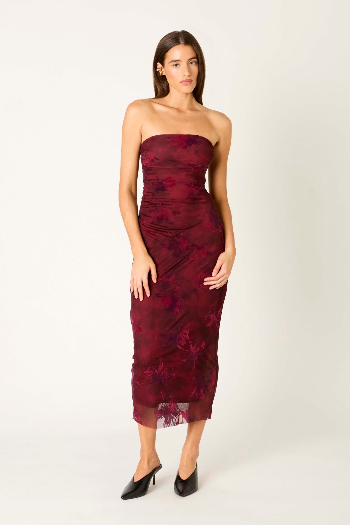 Rowa Dress in merlot front view