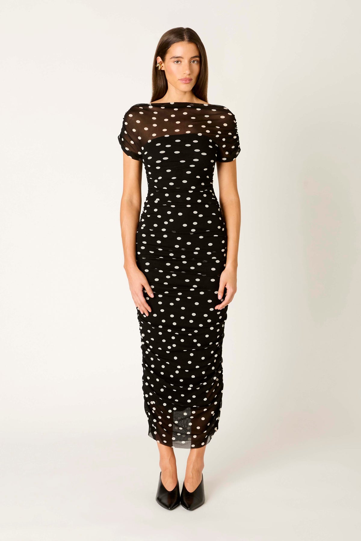 Aria Dress in black/ivory front view