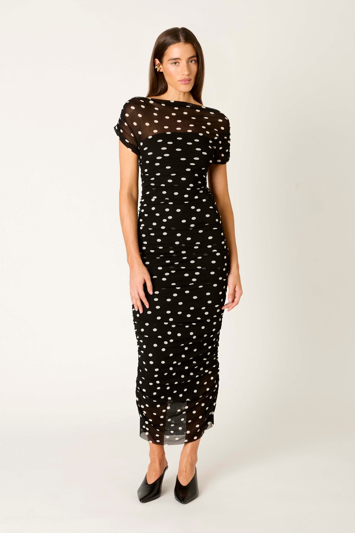 Aria Dress in black/ivory front view