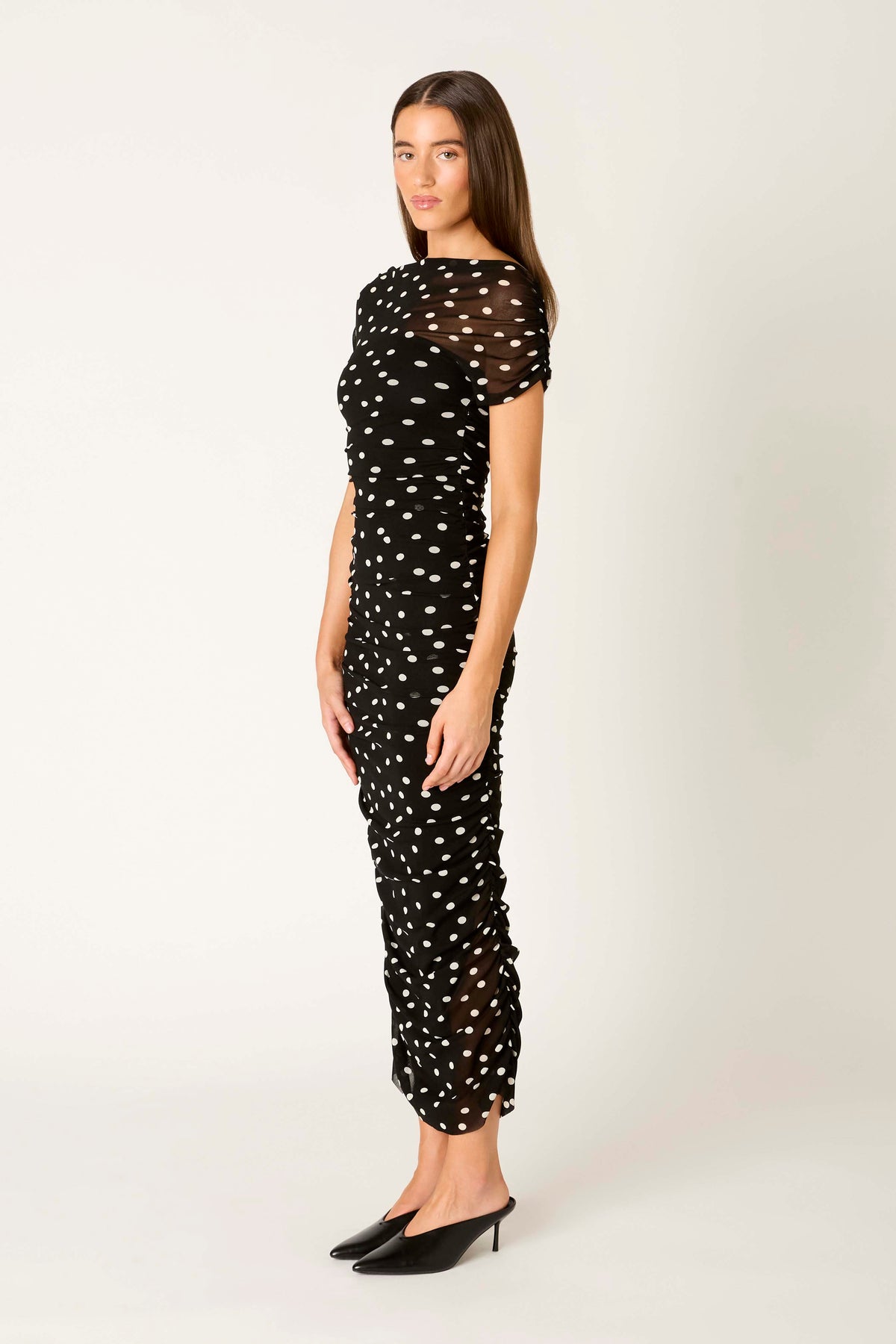 Aria Dress in black/ivory side view