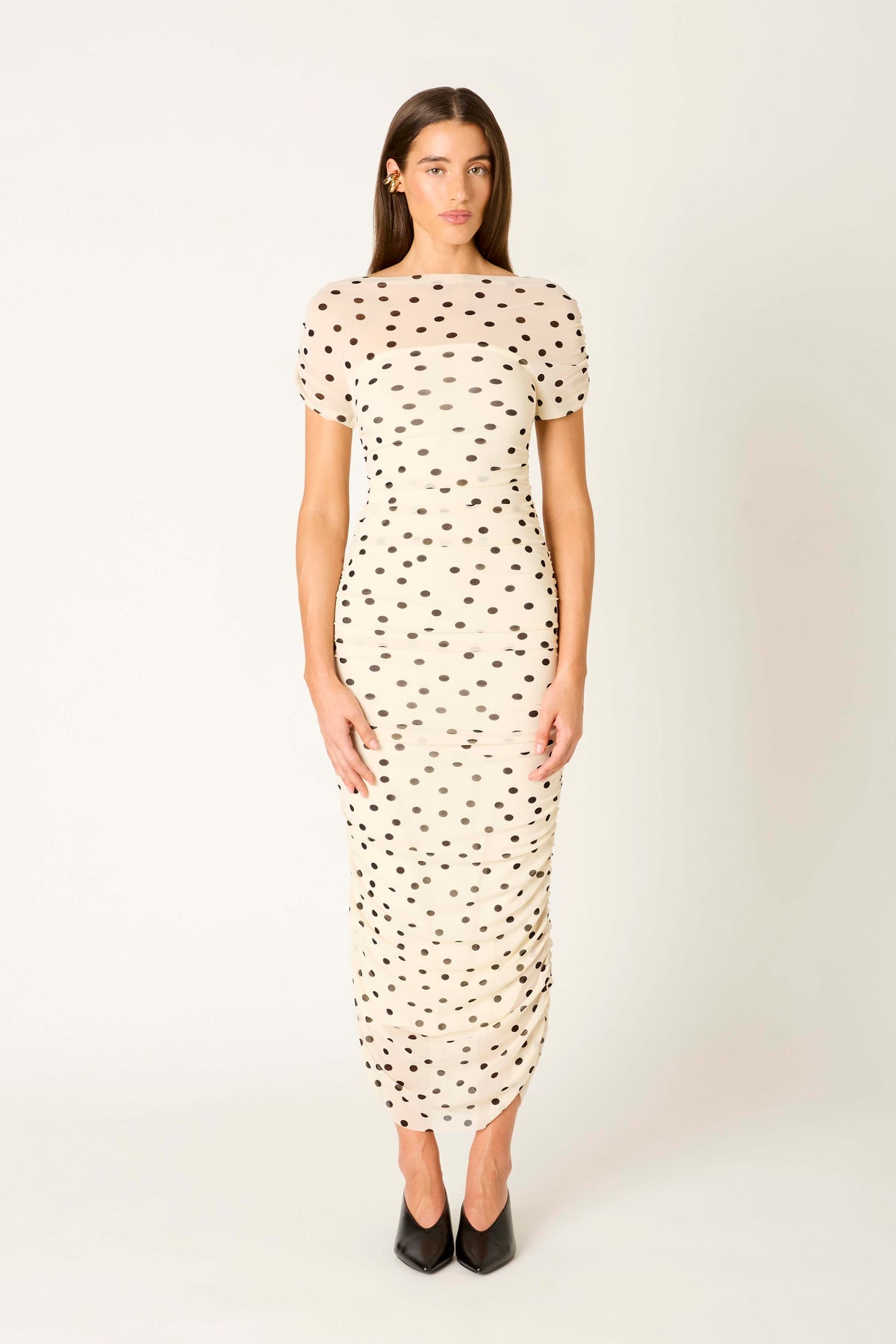 Aria Dress in ivory/black front view