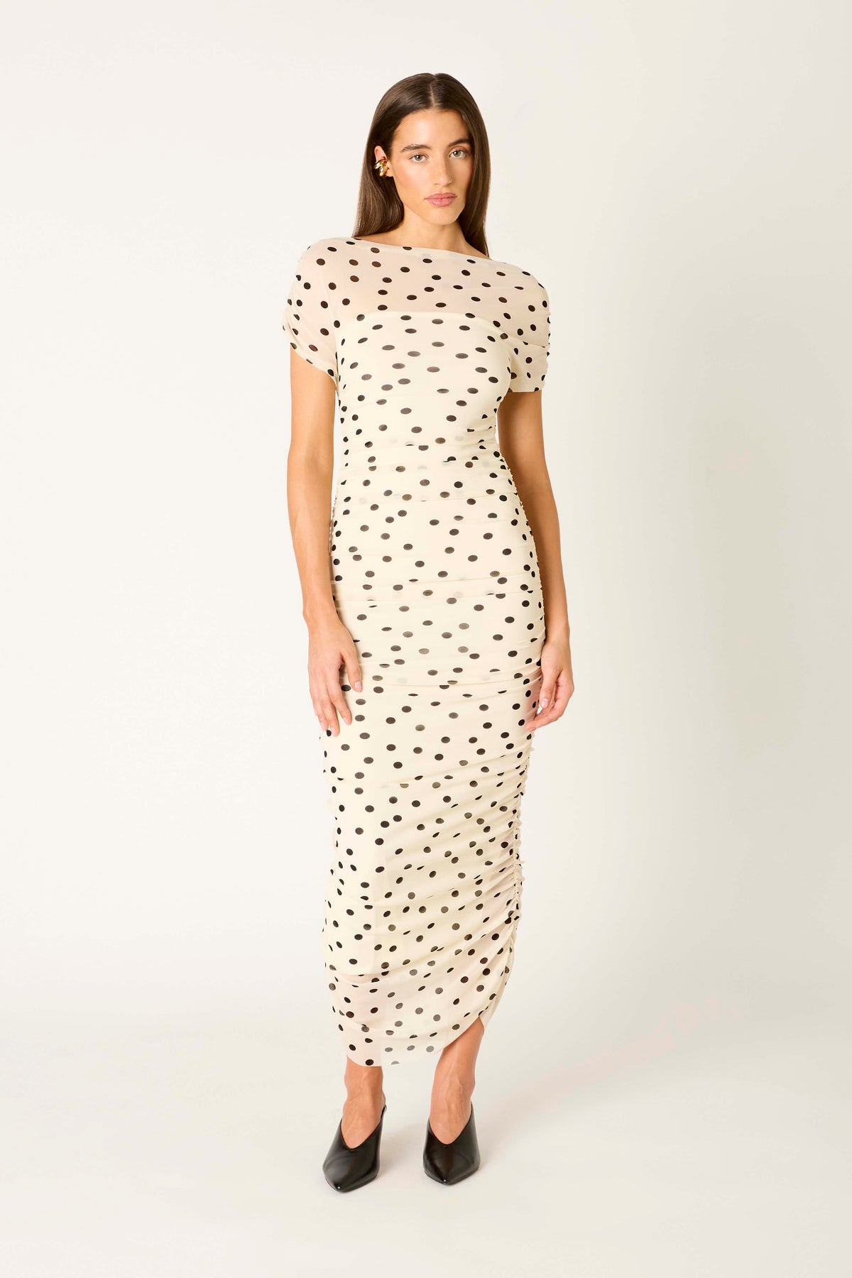 Aria Dress in ivory/black front view