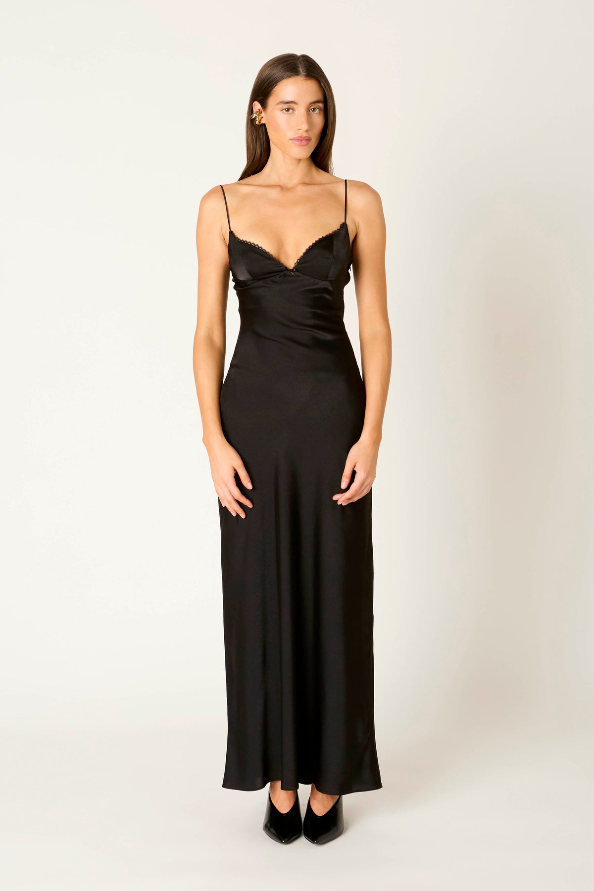 Nightingale Dress in black front view