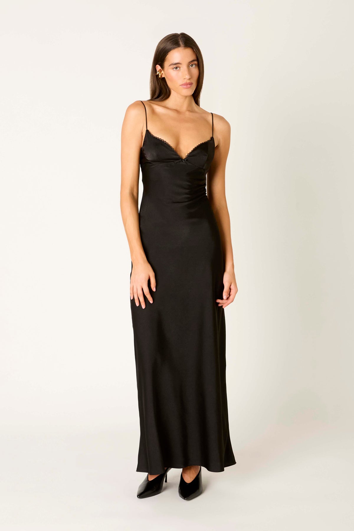 Nightingale Dress in black front view