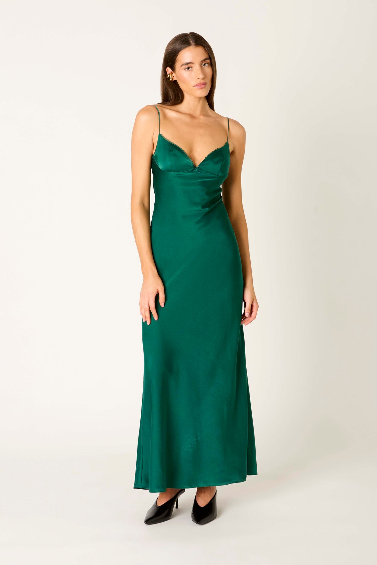 Nightingale Dress in emerald front view