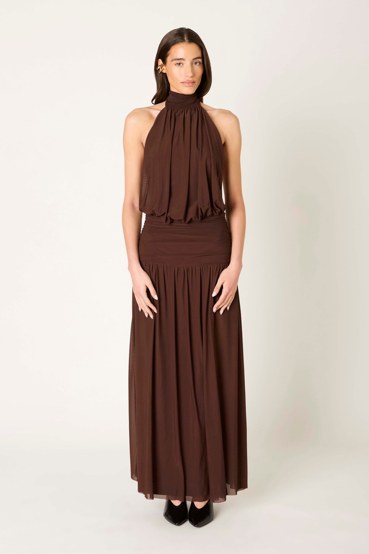 Rose Dress in chocolate front view