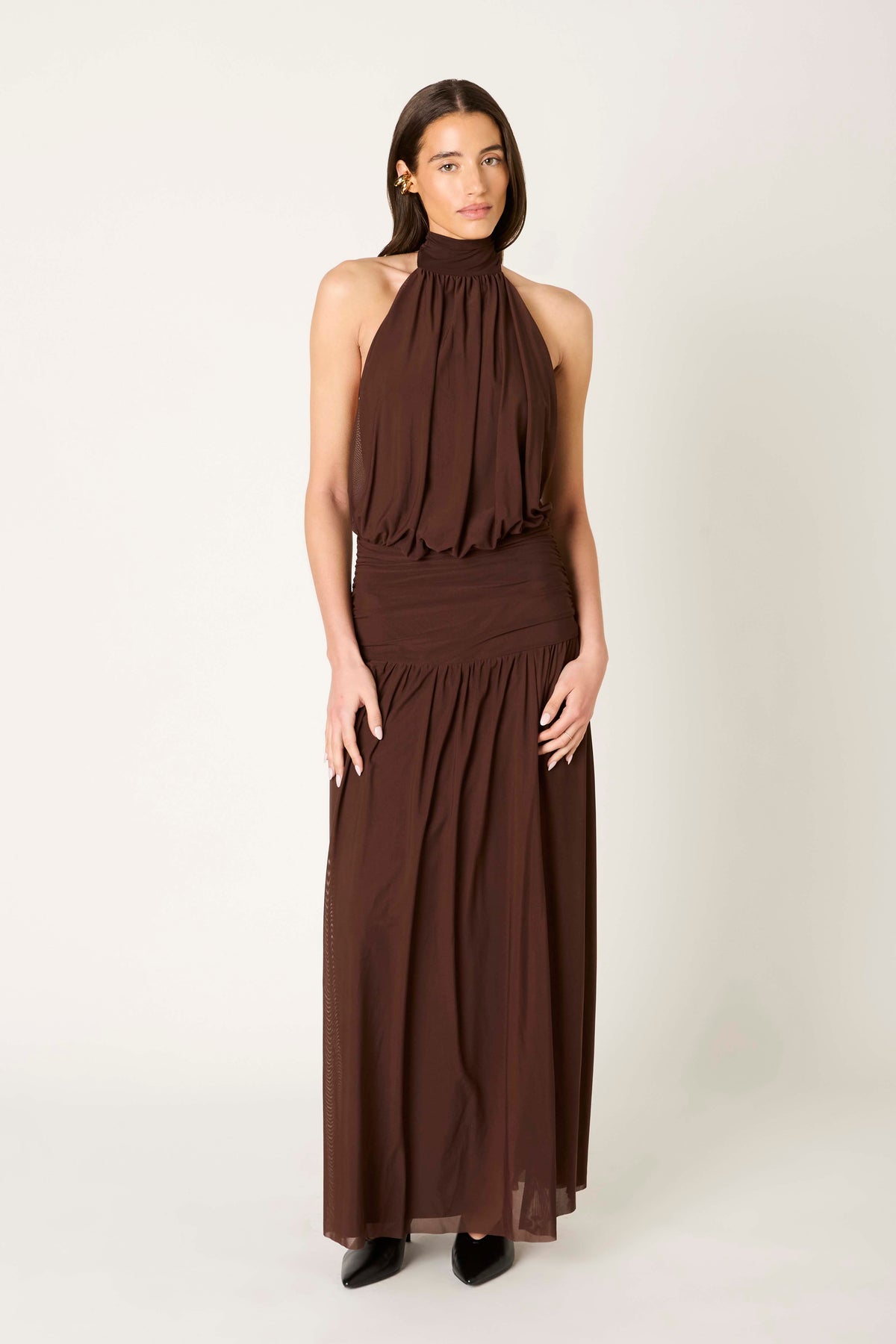 Rose Dress in chocolate front view