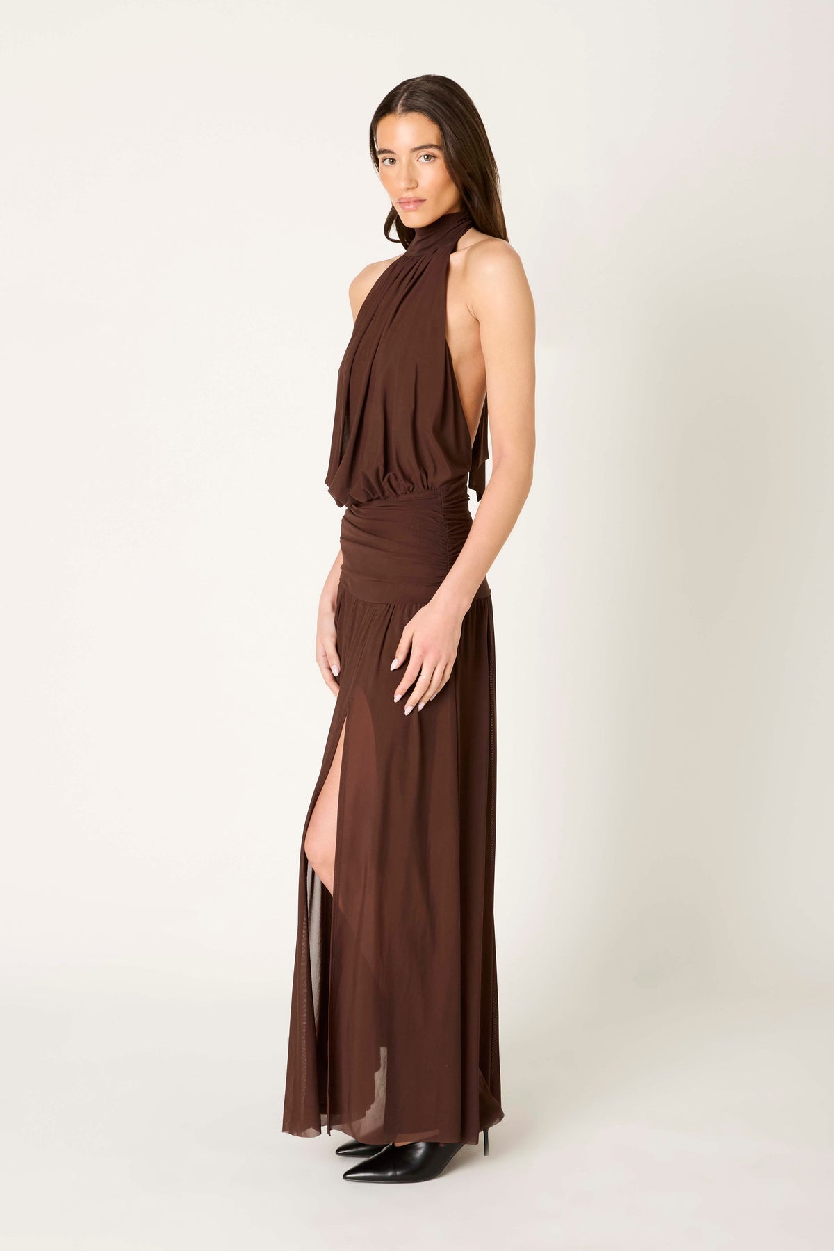 Rose Dress in chocolate side view