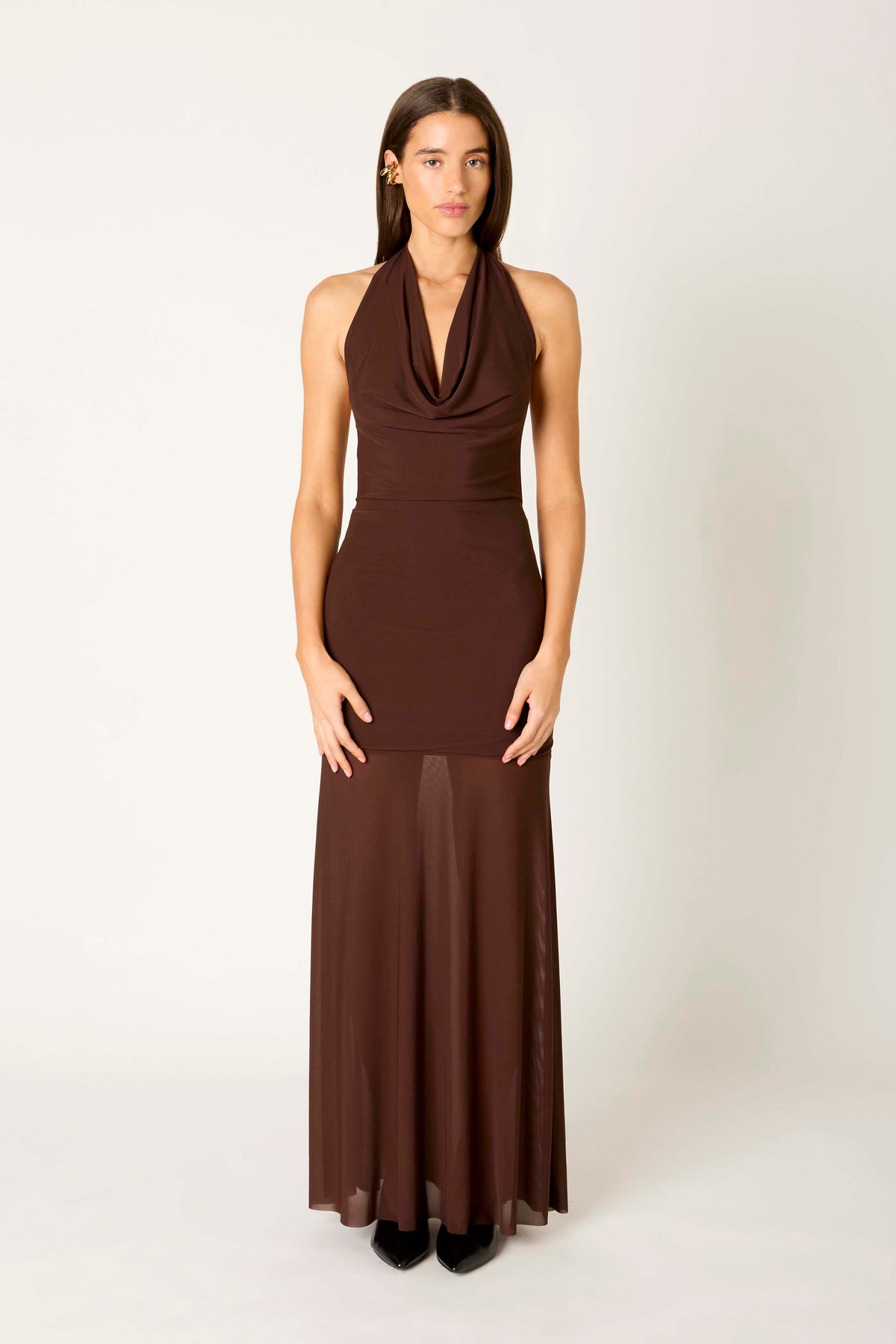 Gild Dress in chocolate front view