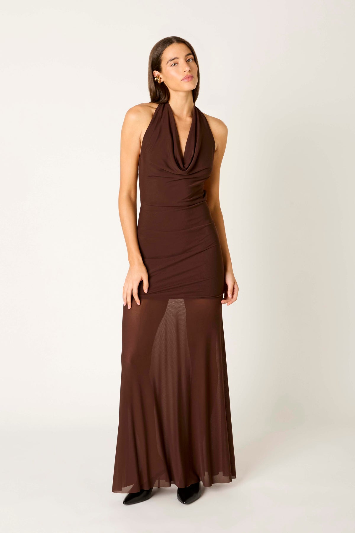 Gild Dress in chocolate front view