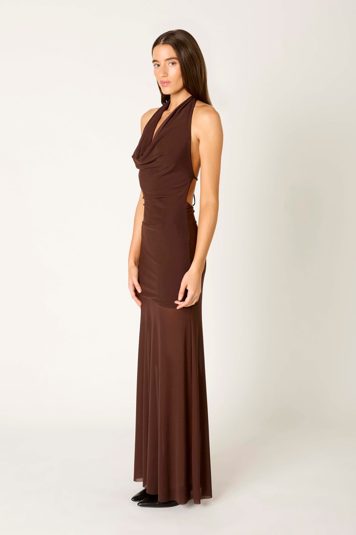 Gild Dress in chocolate side view