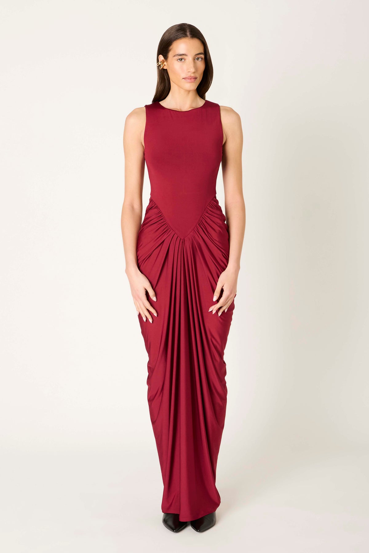 Moors Dress in cabernet front view