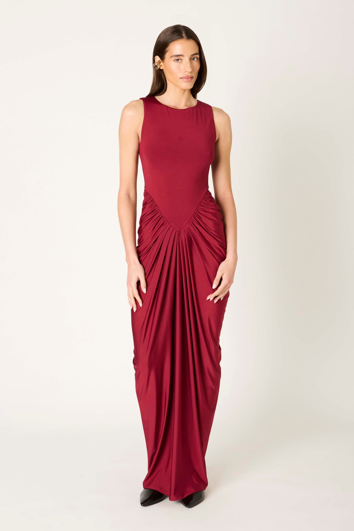 Moors Dress in cabernet front view