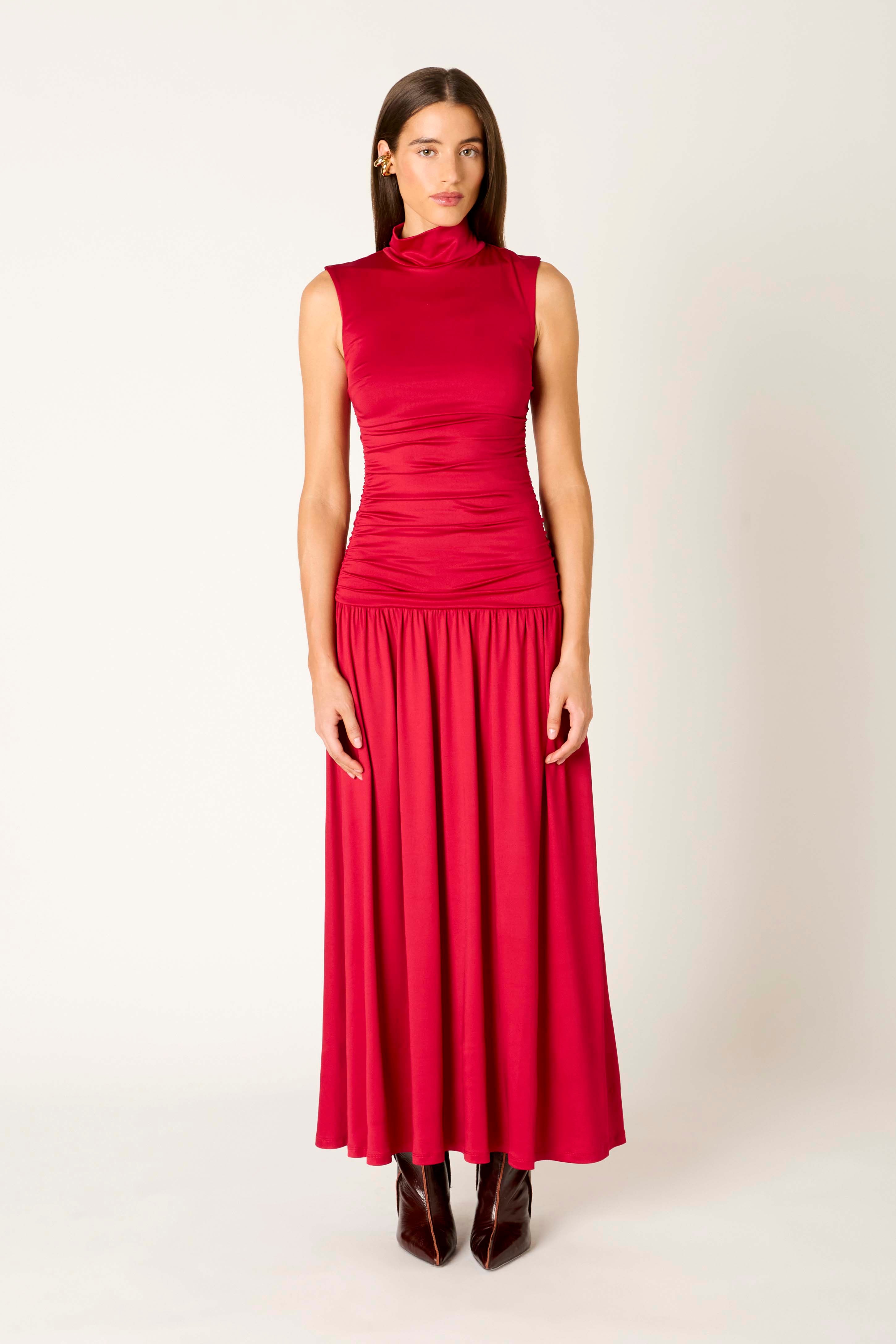 Lark Dress in brick front view