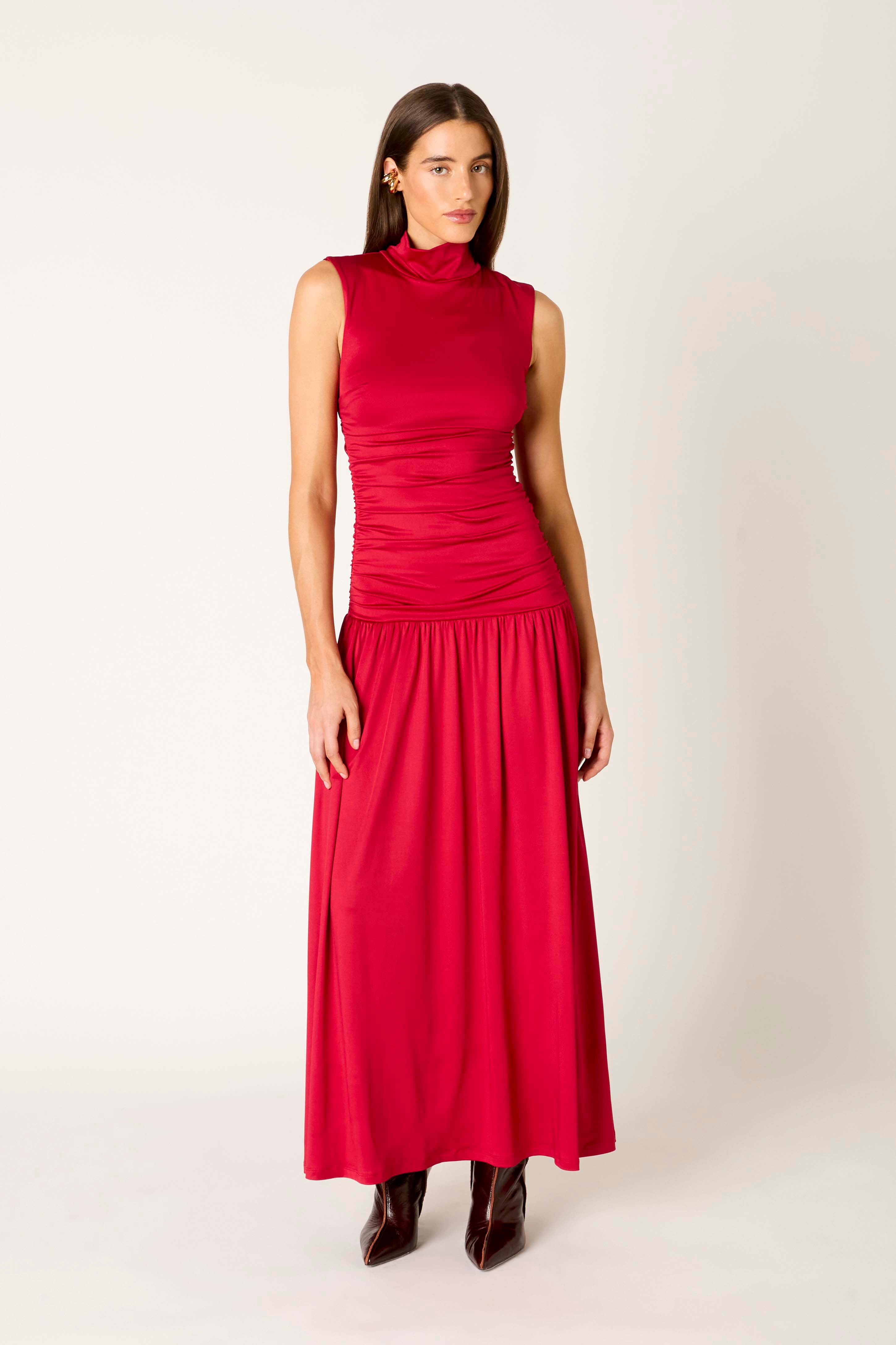 Lark Dress in brick front view