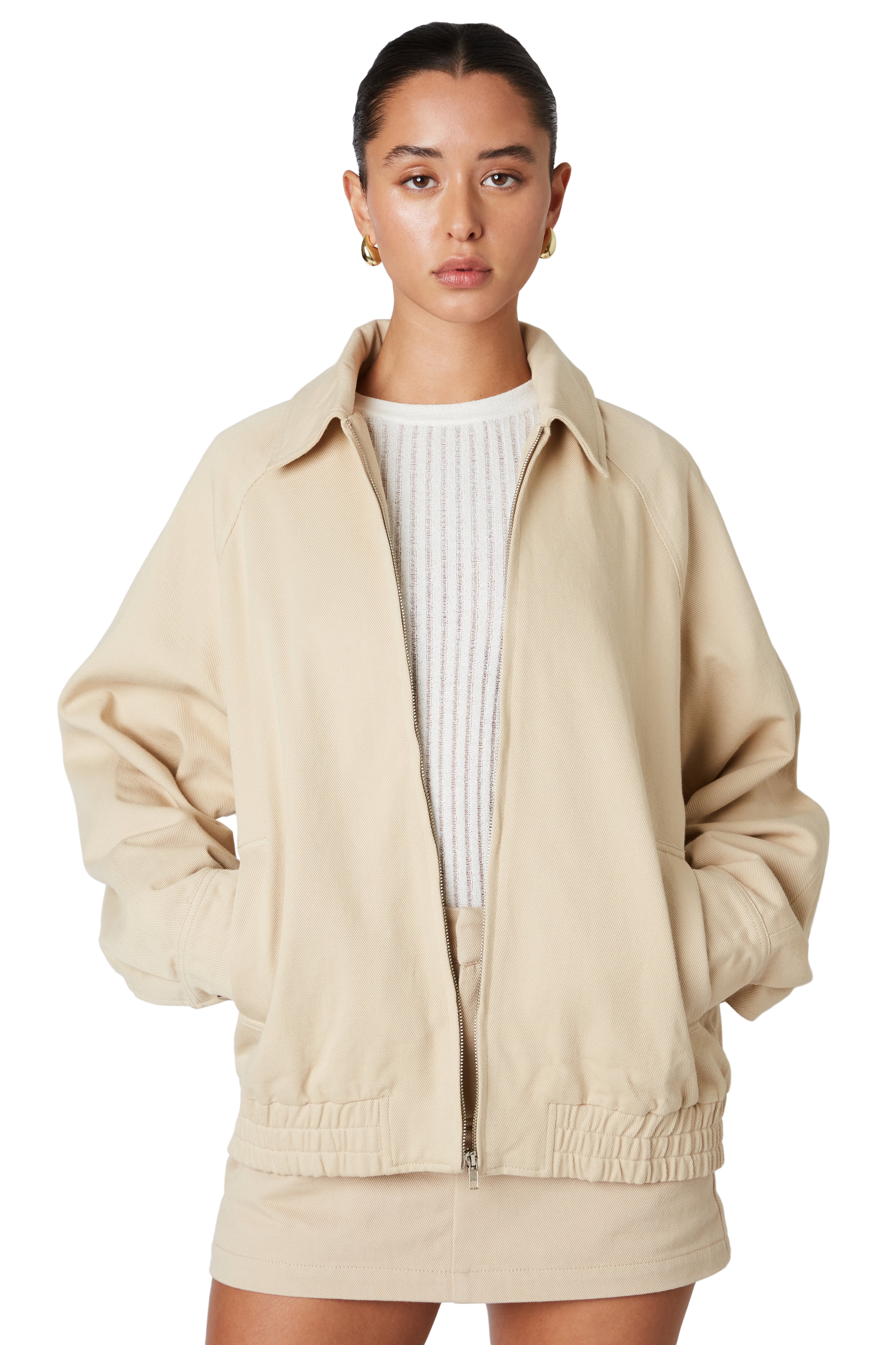Bomber jacket in natural front 2
