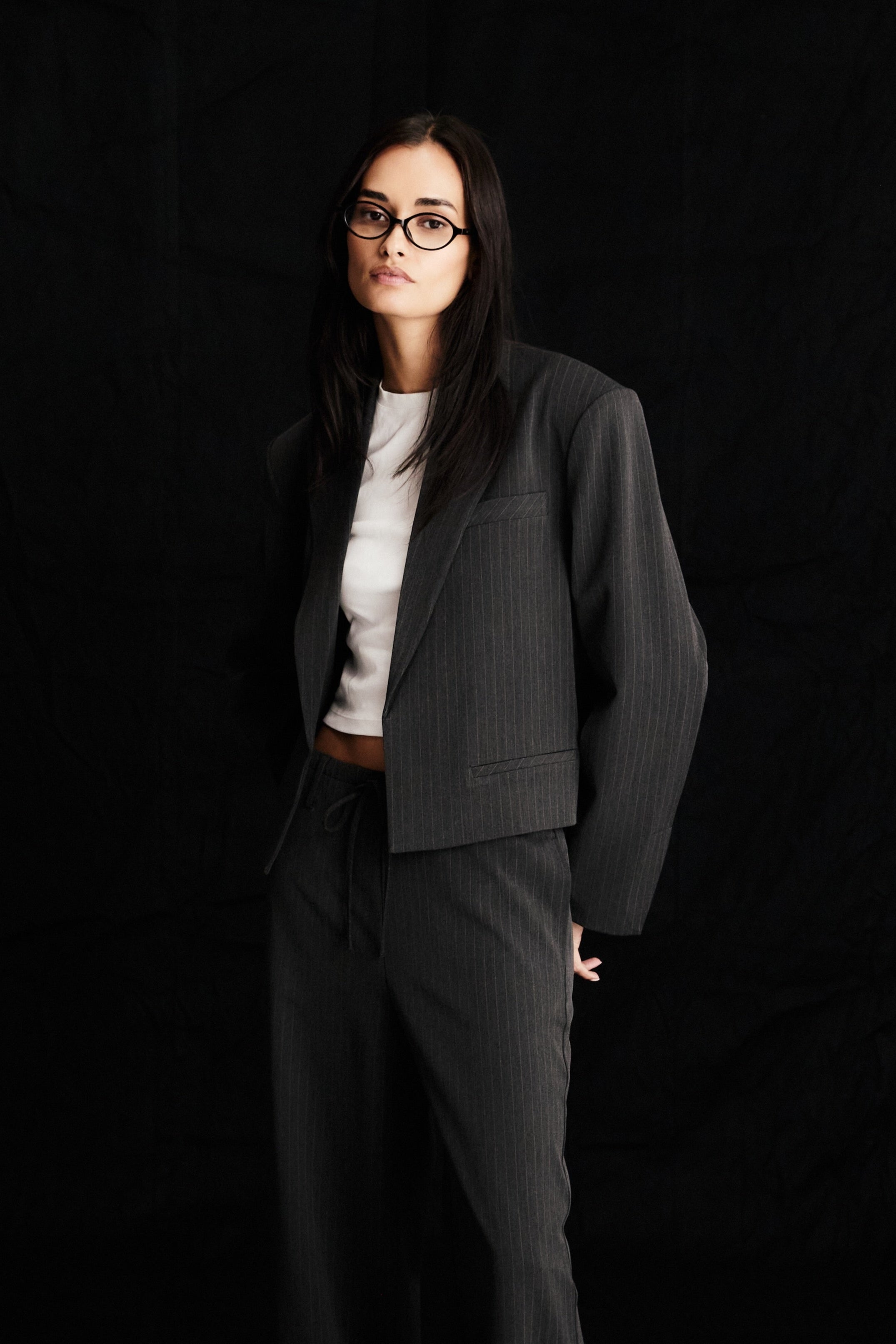 Nerys Blazer in charcoal side view