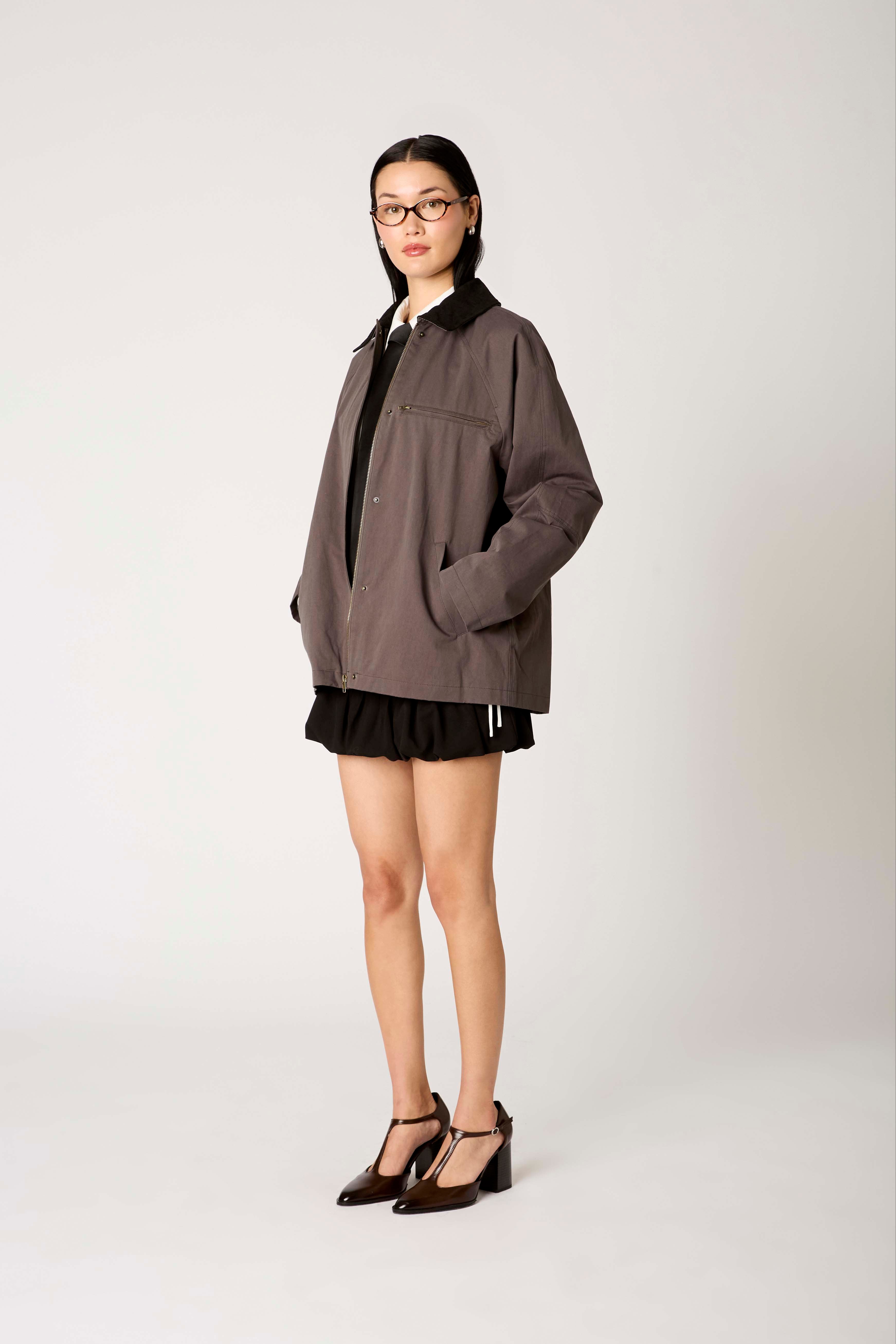 Galilea Jacket in charcoal side view