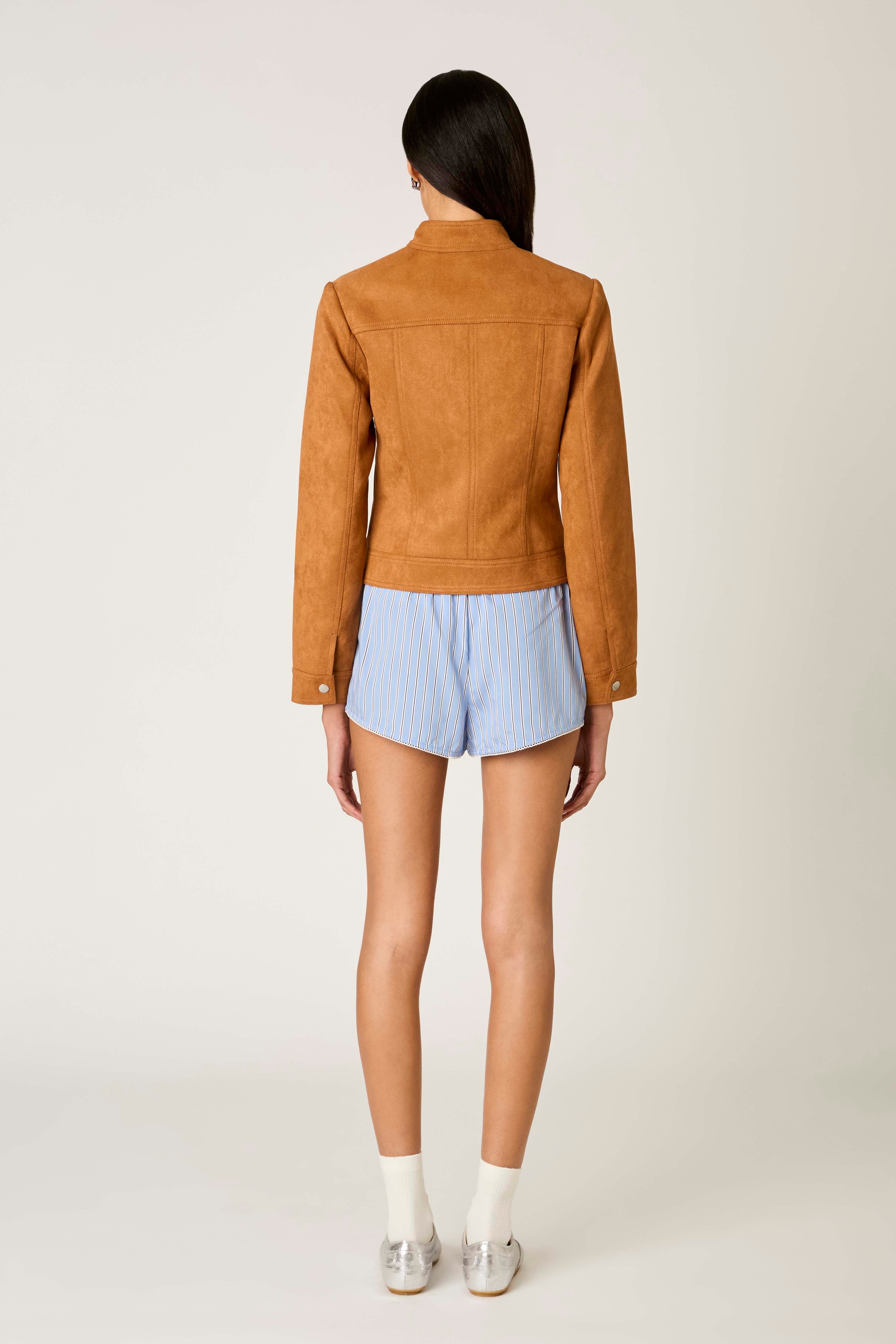 Effie Moto Jacket in tan back view