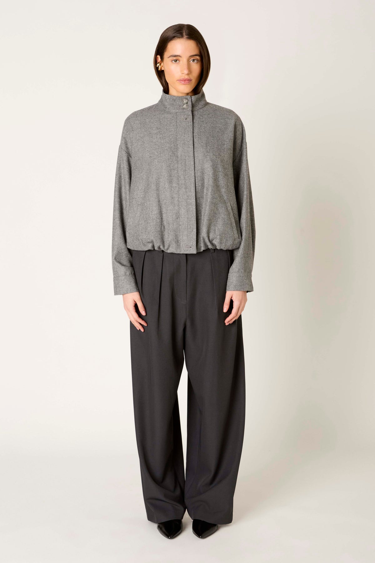 Seymour Jacket in charcoal front view