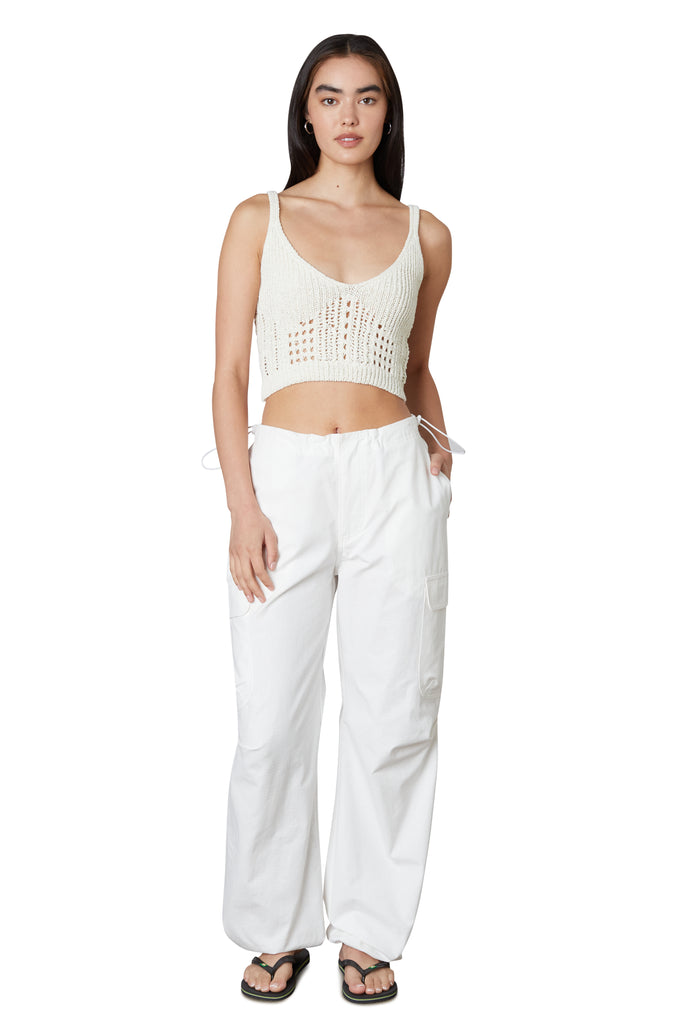 Ludlow Parachute Pant in White Front View