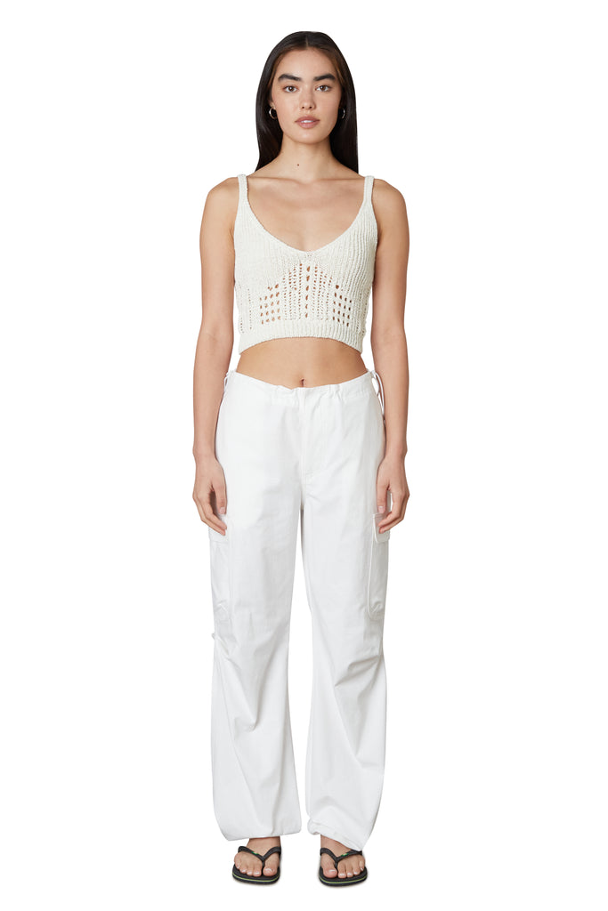 Ludlow Parachute Pant in White Front View