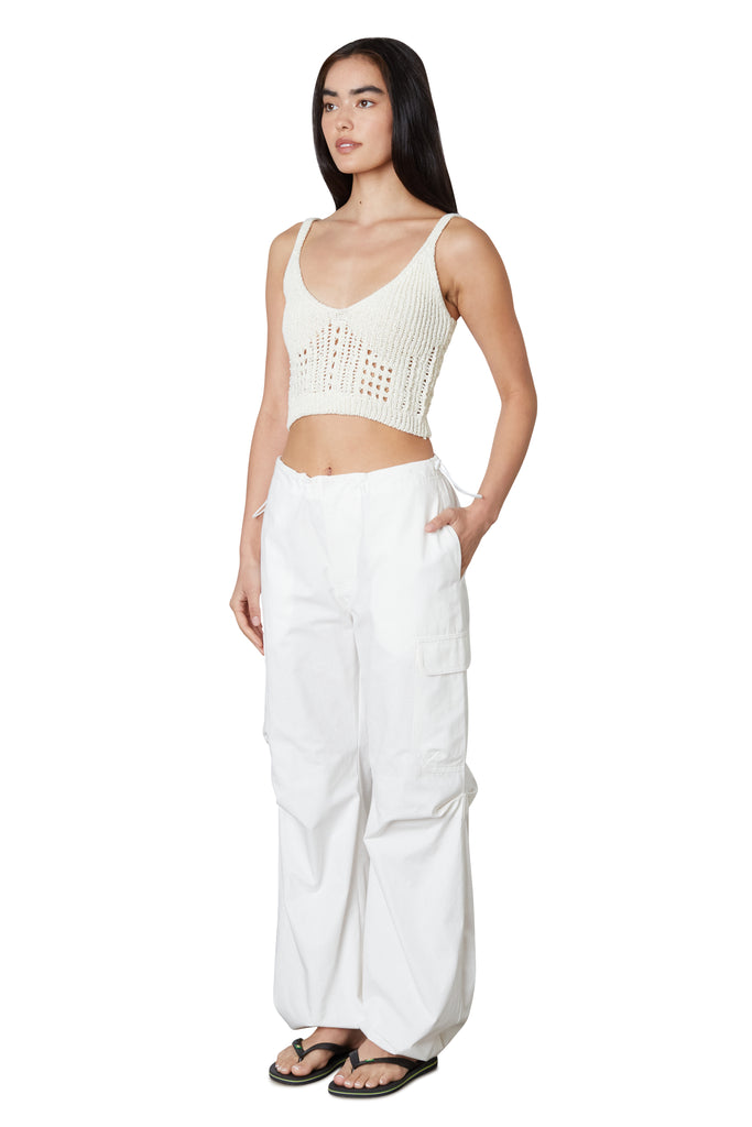 Ludlow Parachute Pant in White Side View
