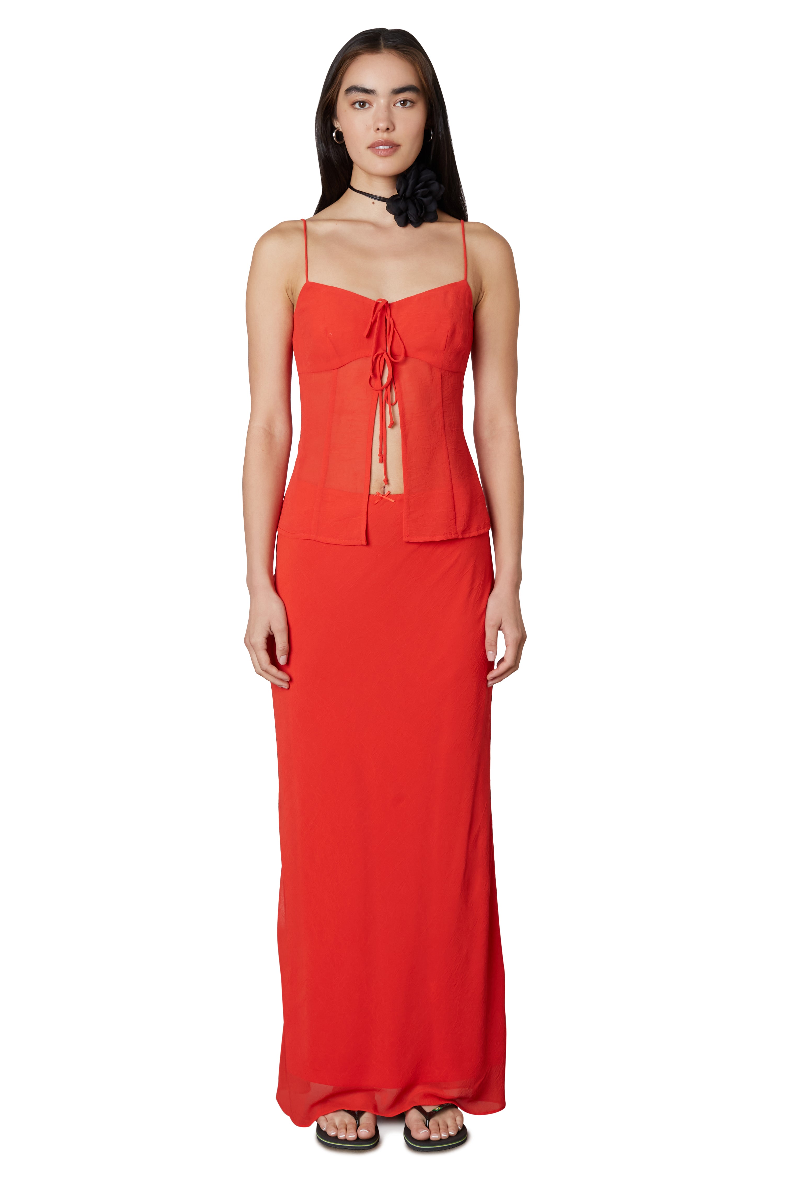 Ravello Skirt in Tomato Red Front View 