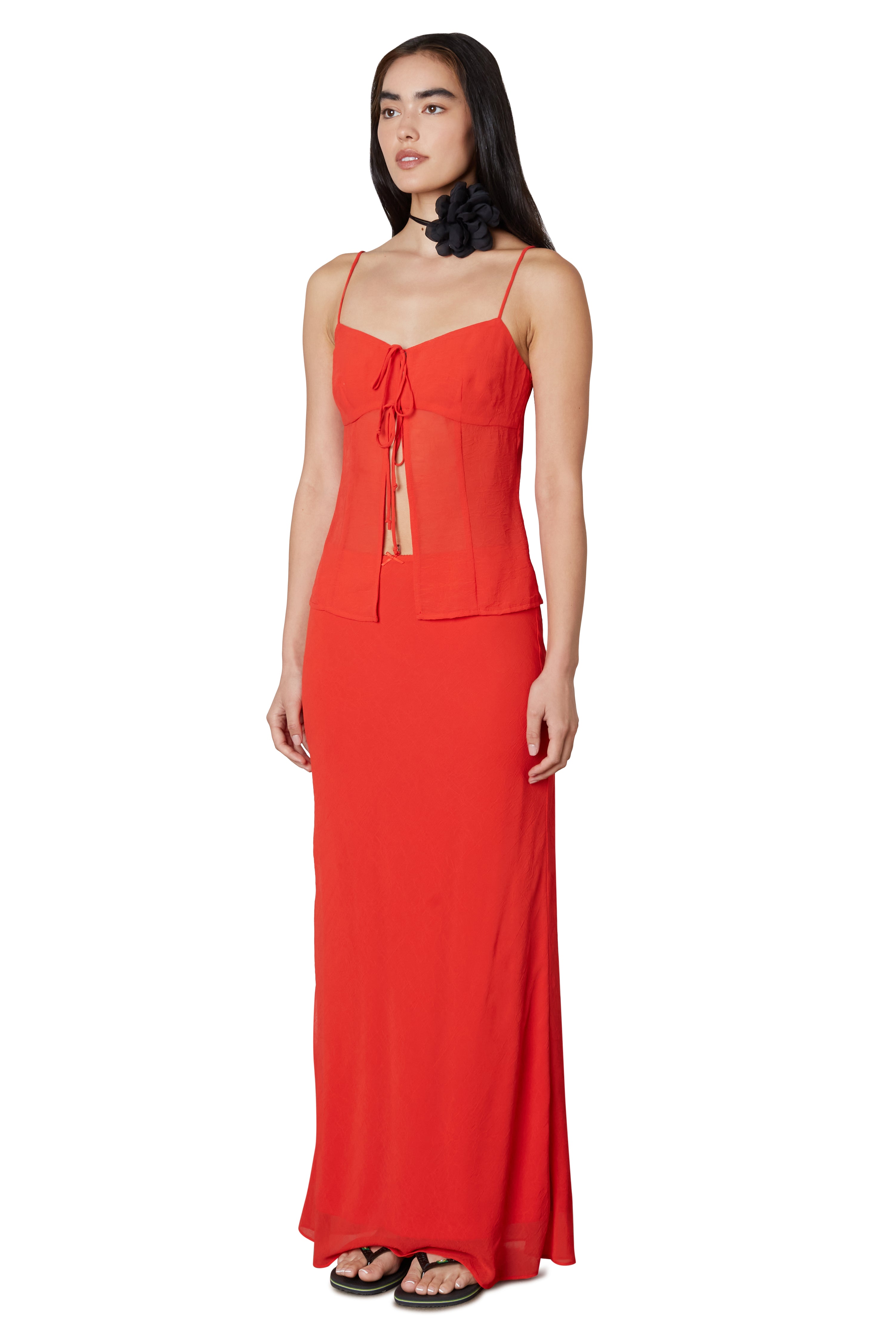 Ravello Skirt in Tomato Red Side View 