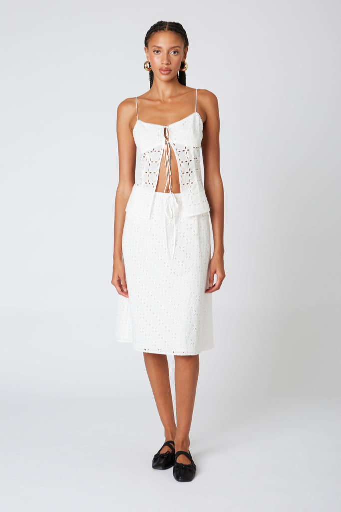 Cedar Skirt in white front view