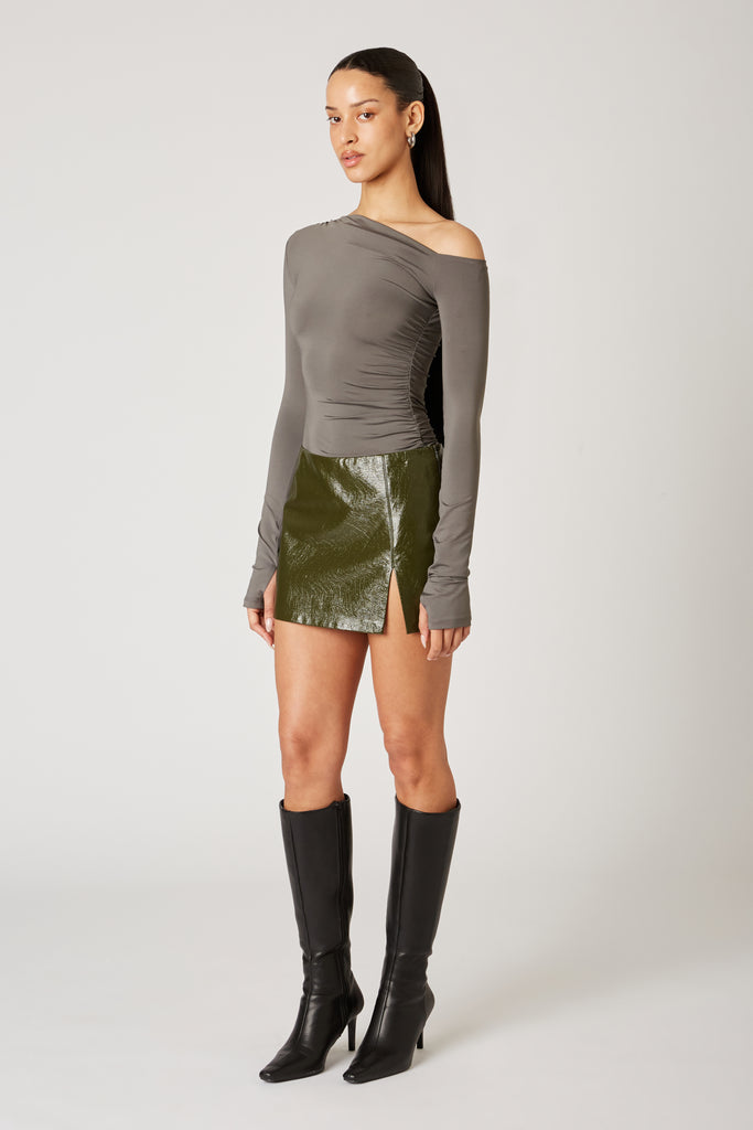 Moon Skort in olive side view