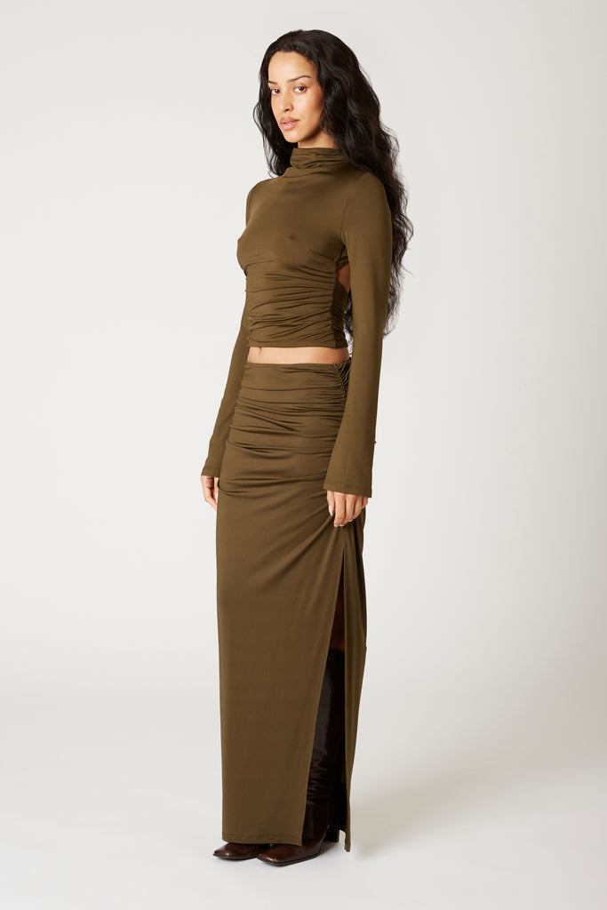 Selena Skirt in olive side view