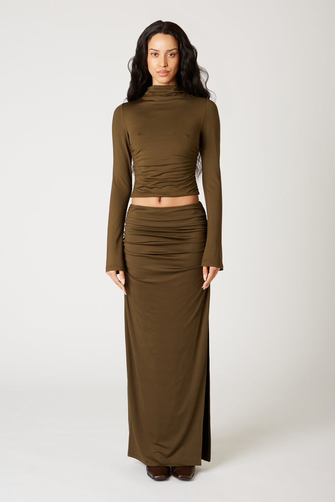 Selena Skirt in olive front view