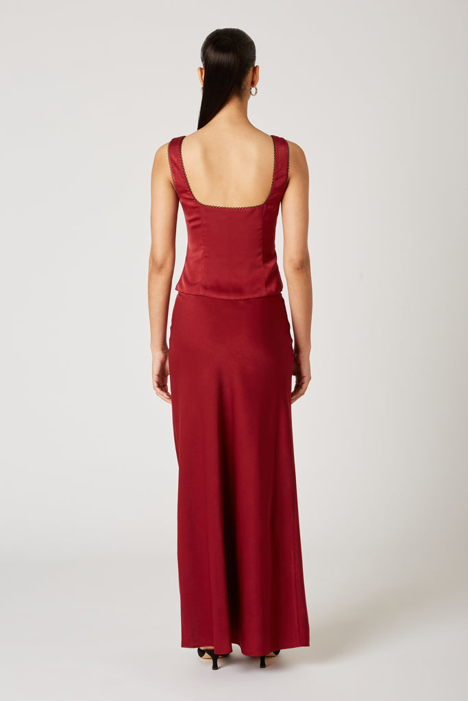 Ravello Skirt in garnet back view