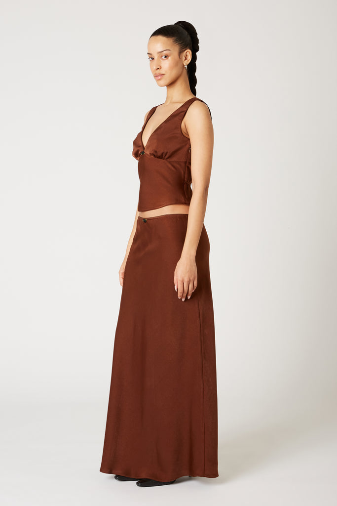 Ravello Skirt in chocolate side view