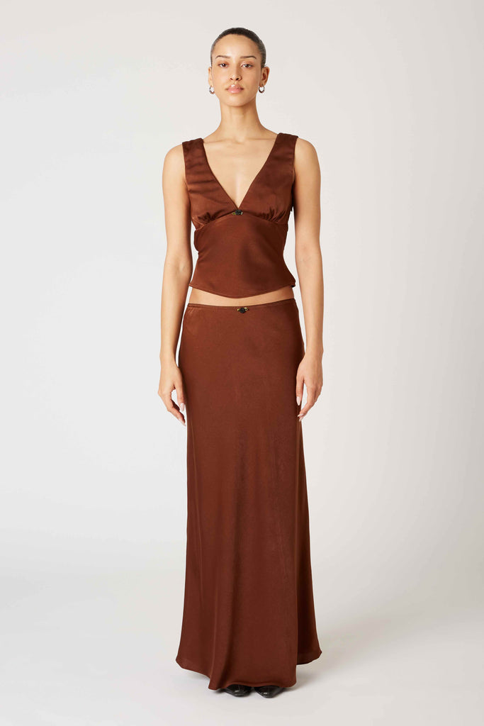 Ravello Skirt in chocolate front view