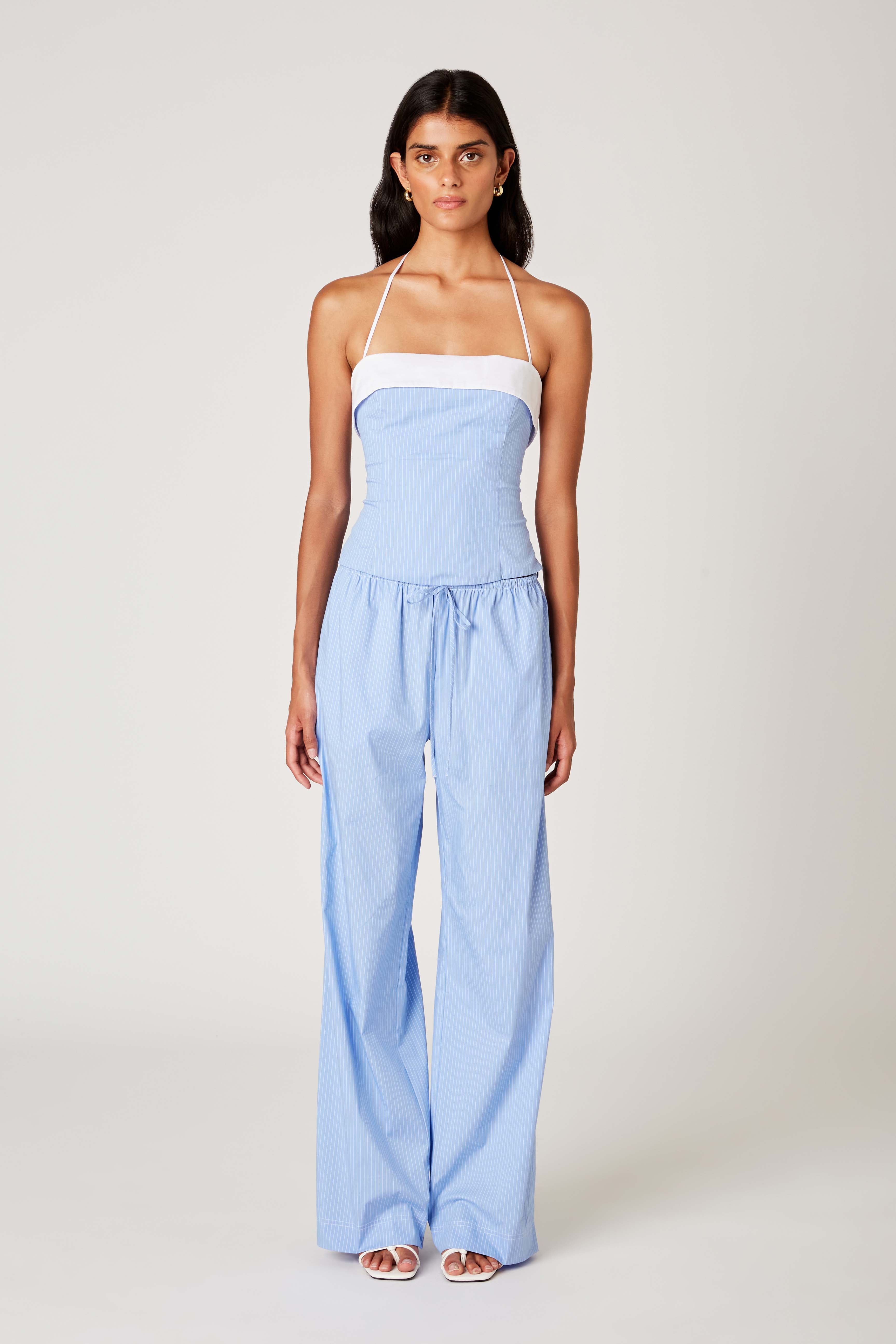Lacey Pant in chambray front view